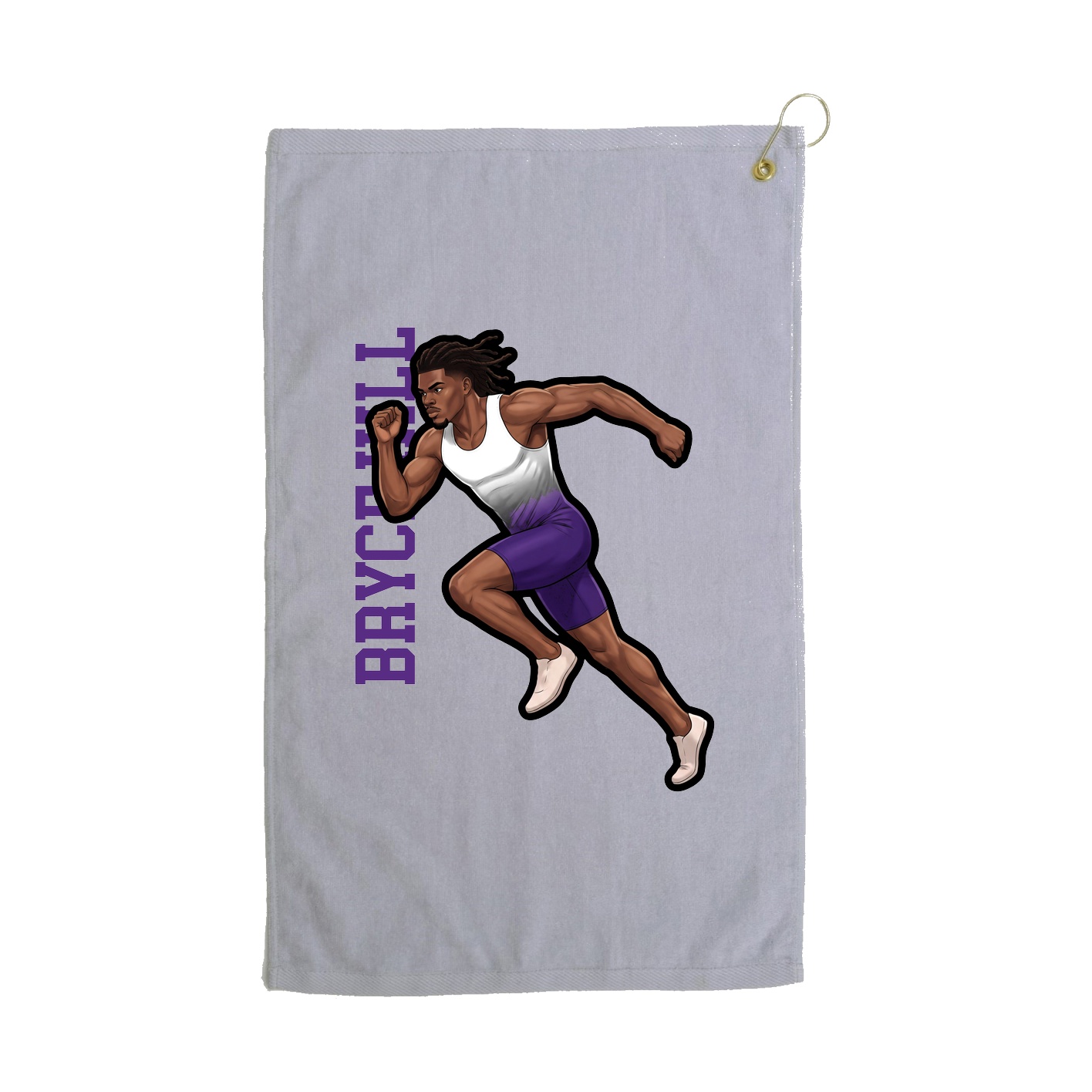 Golf Towel — Name Vertical in Grey