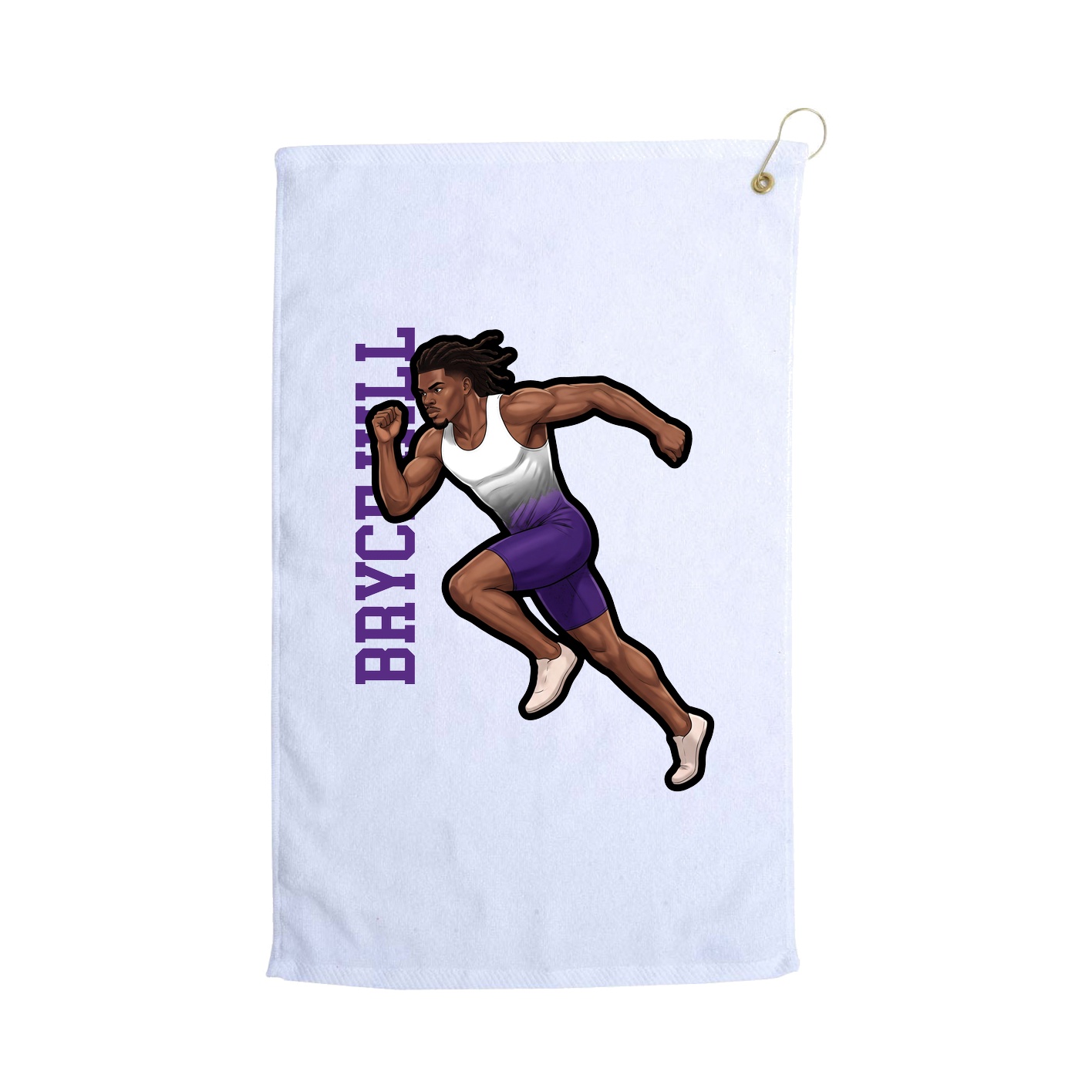 Golf Towel — Name Vertical in White