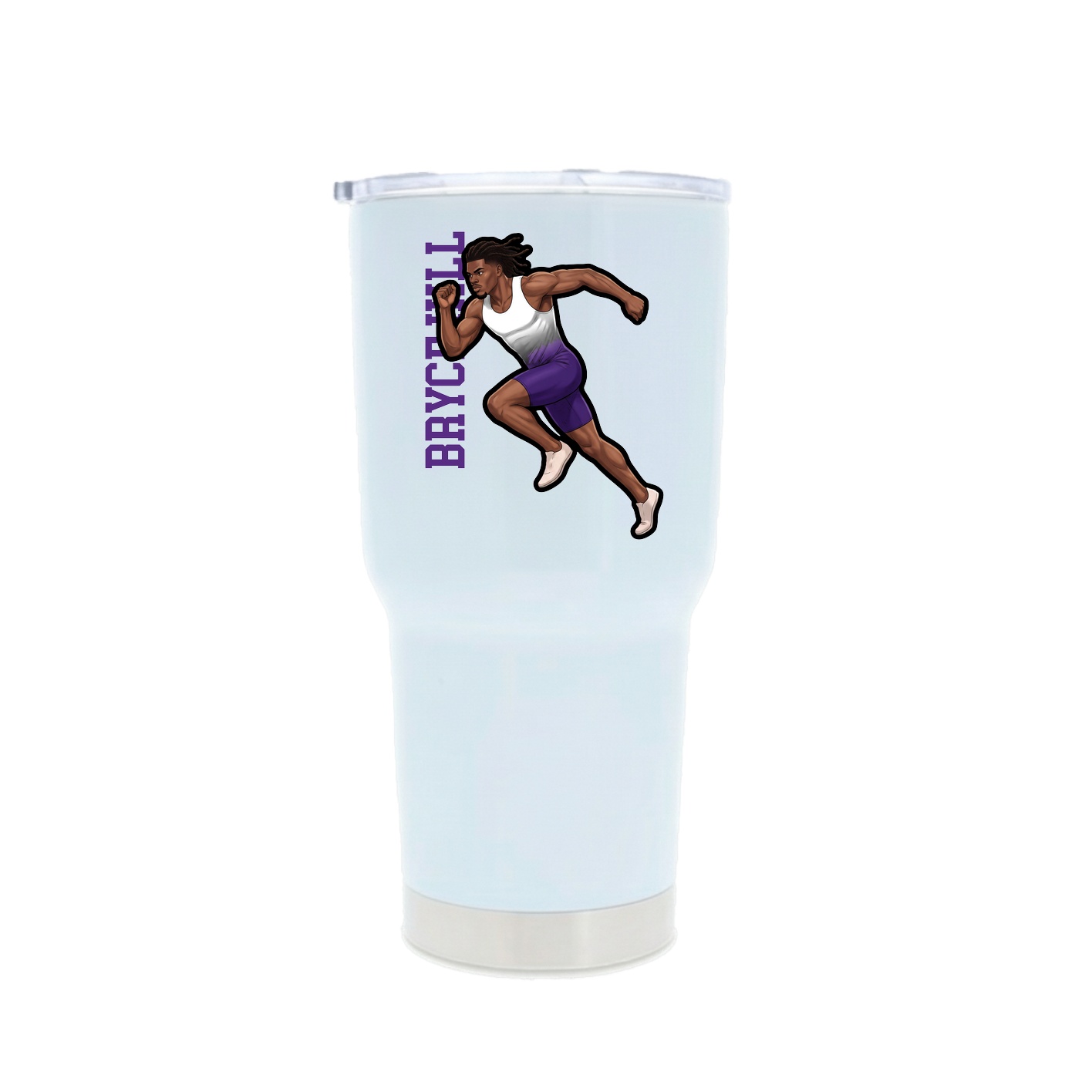 30oz Stainless Steel Tumbler — Name Vertical in White