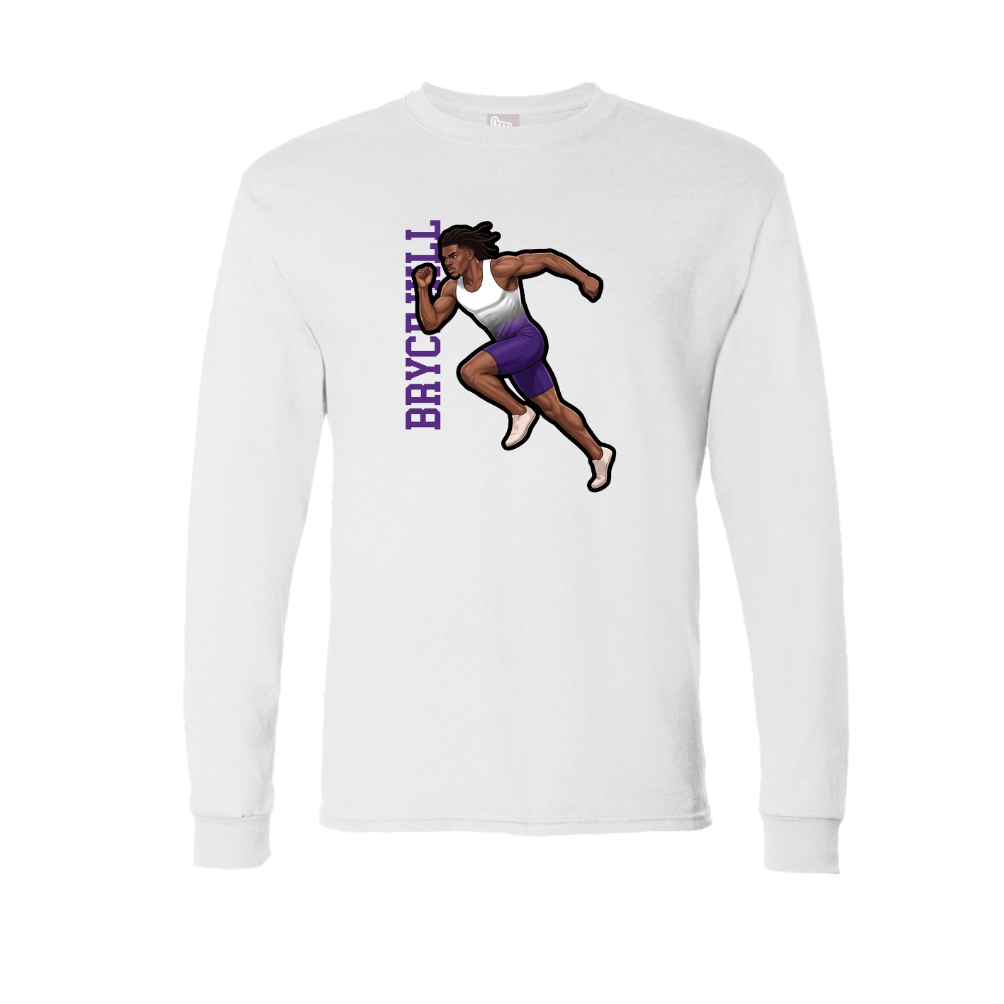 Long Sleeve Tee — Name Vertical in White