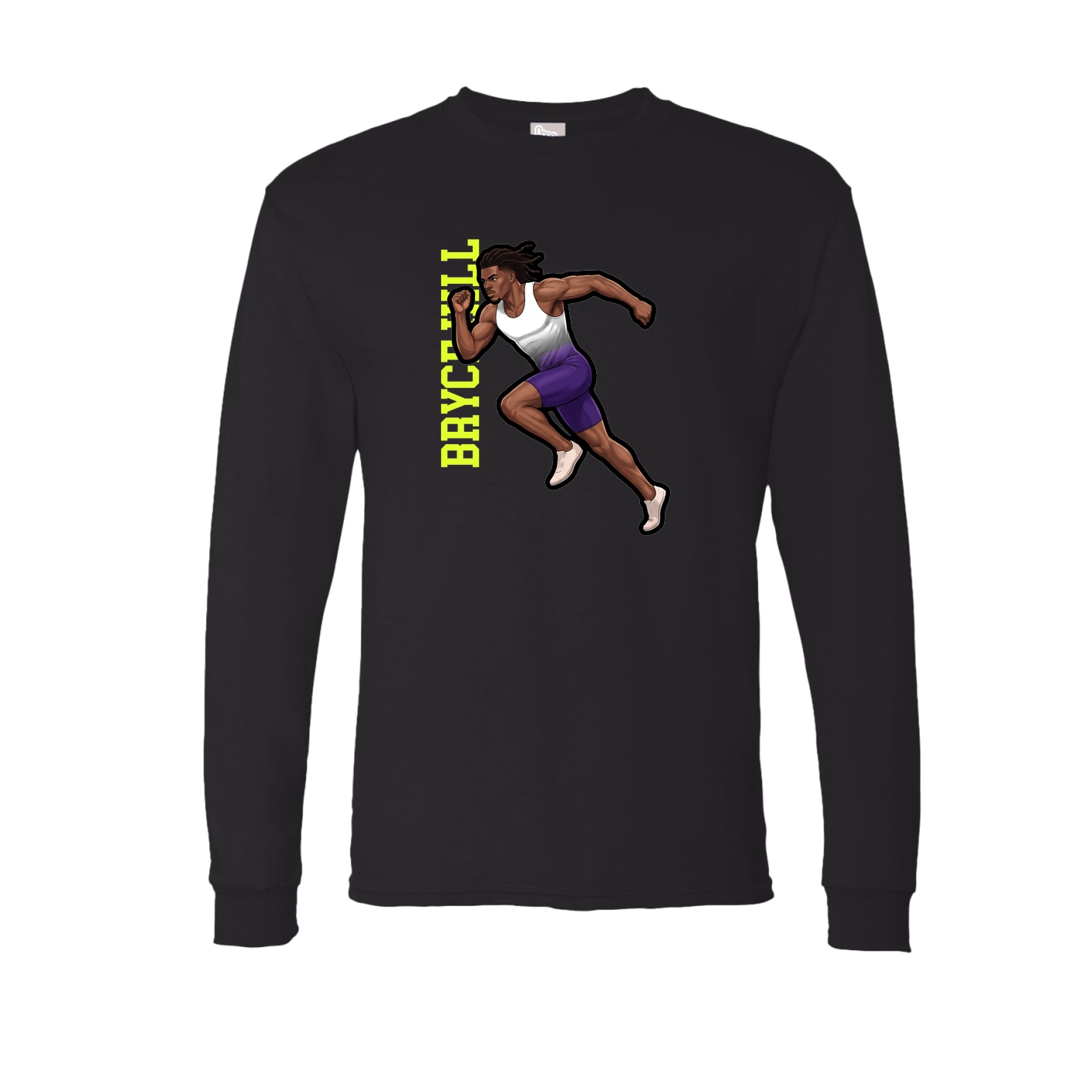 Long Sleeve Tee — Name Vertical in Black