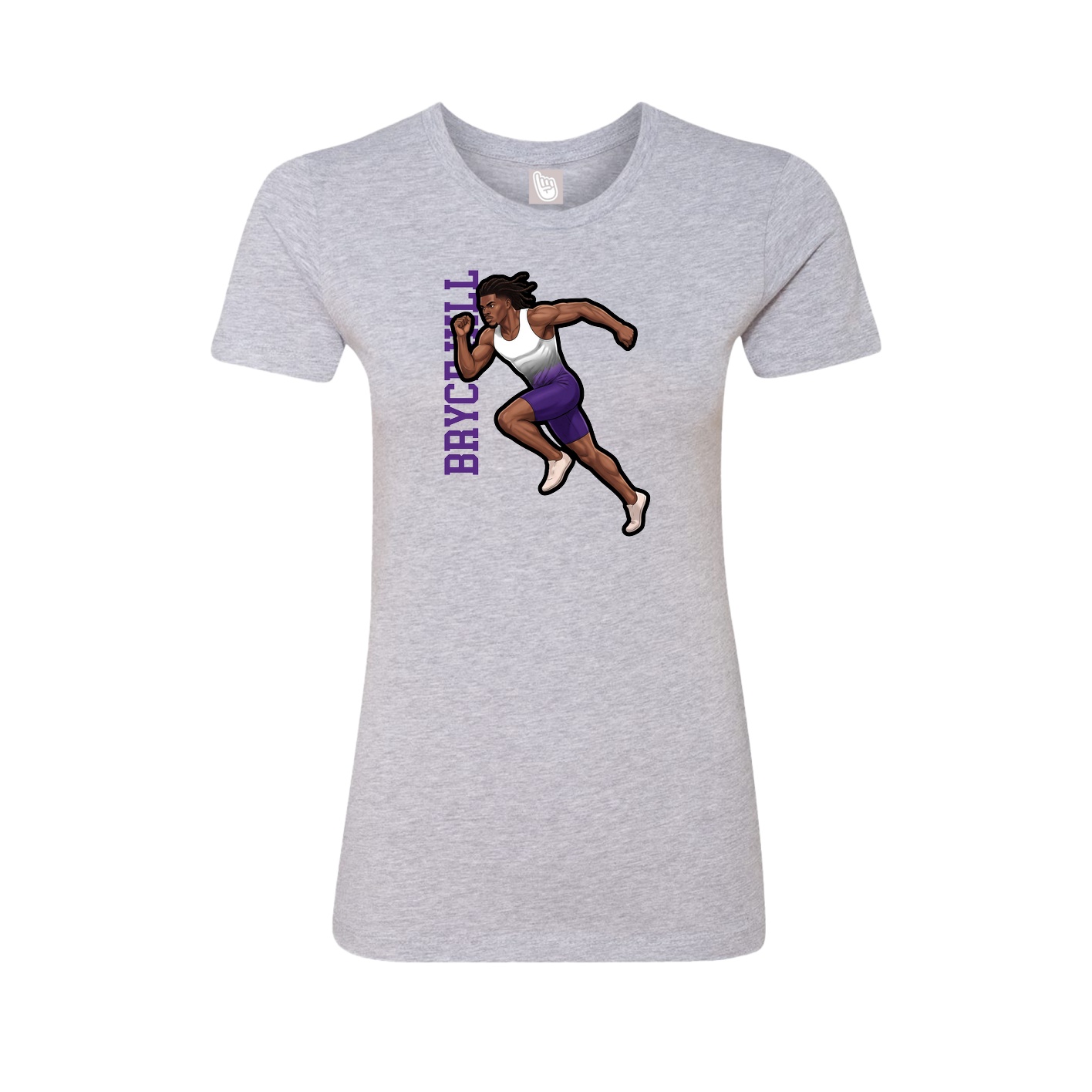 Fitted Women's Tee — Name Vertical in Grey