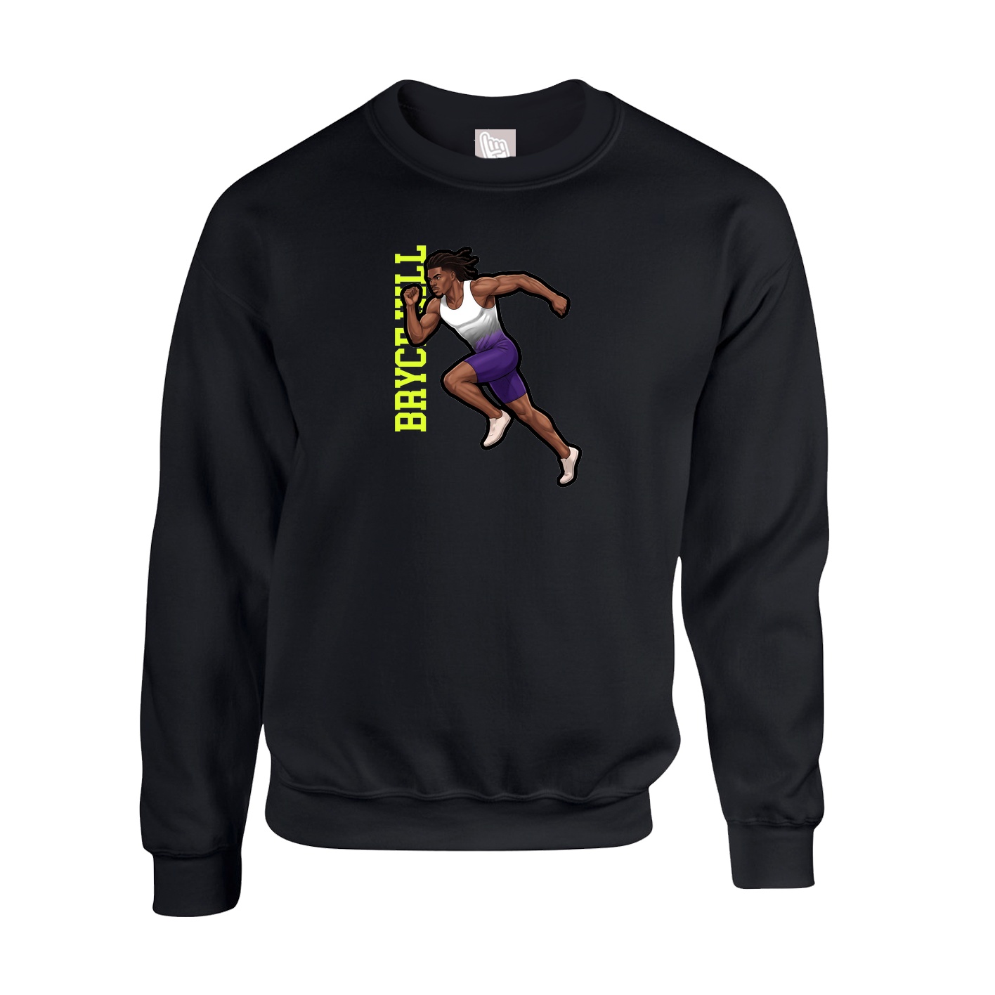 Fleece Crew — Name Vertical in Black