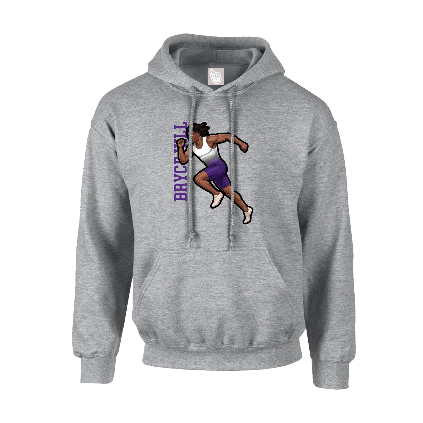 Youth Hoodie — Name Vertical in Grey