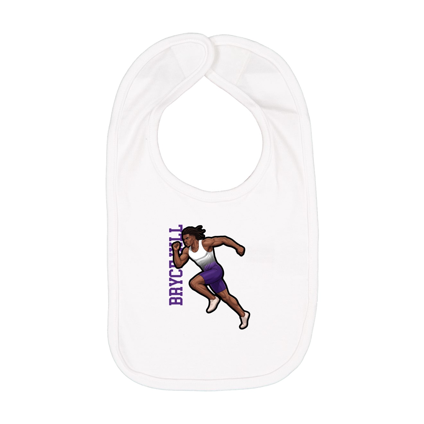 Infant Bib — Name Vertical in White