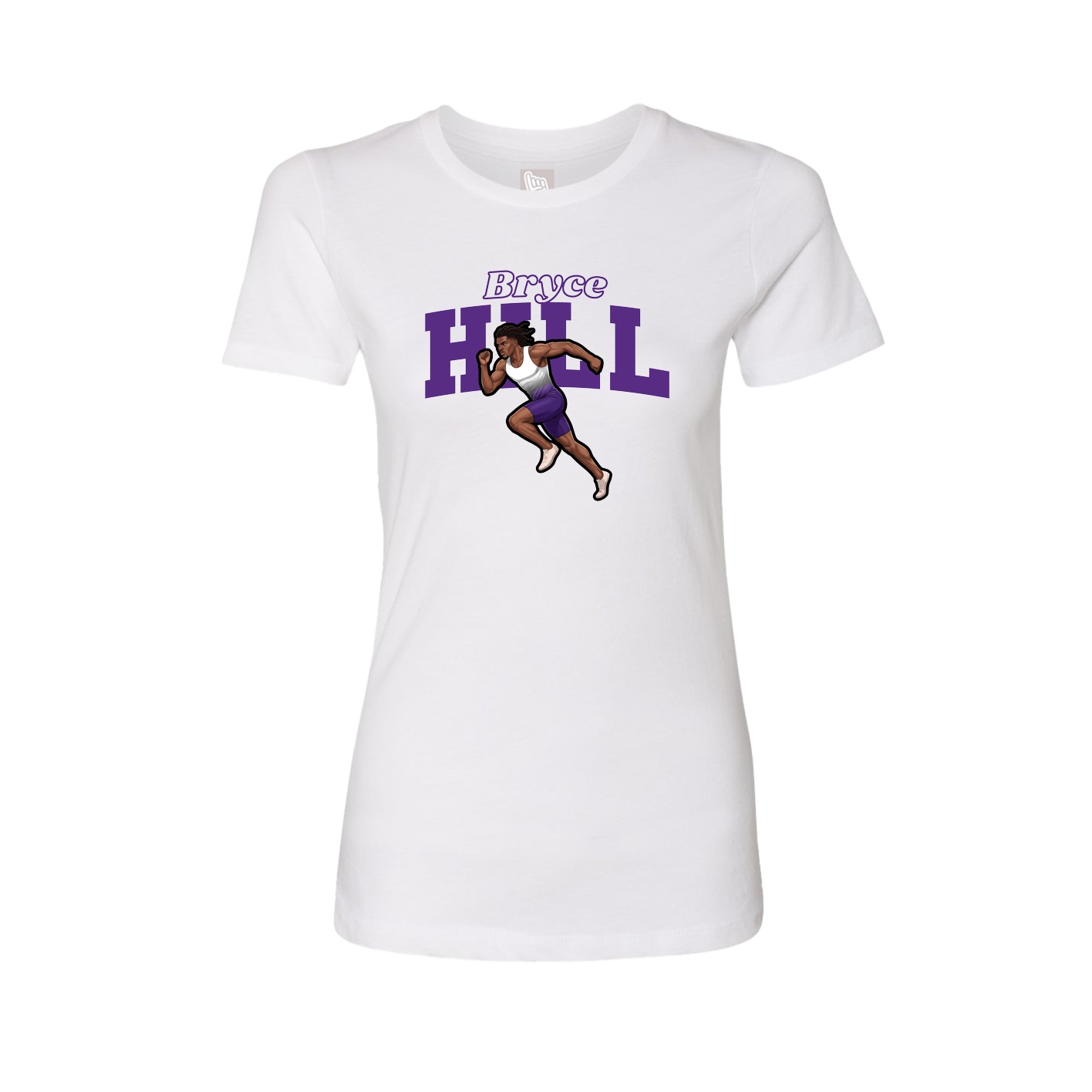 Fitted Women's Tee — Name Arch in White