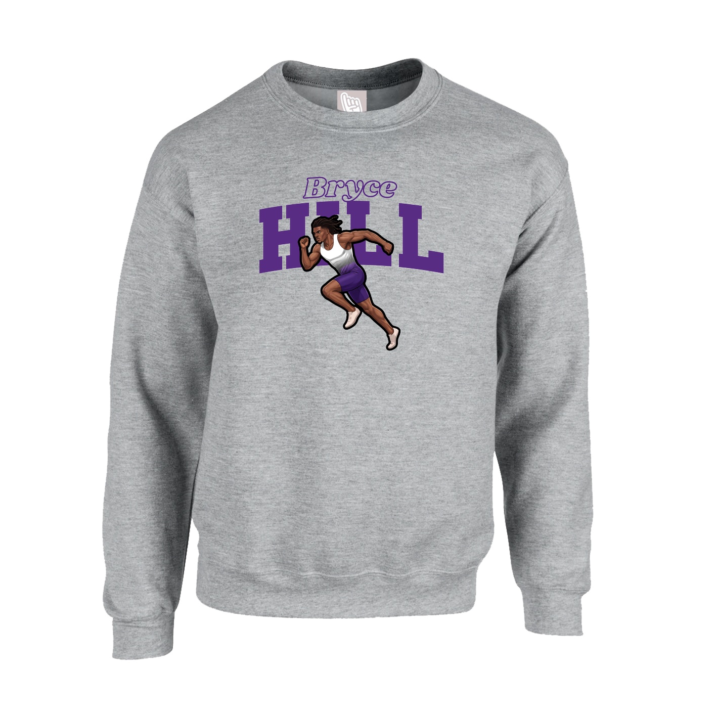 Fleece Crew — Name Arch in Grey