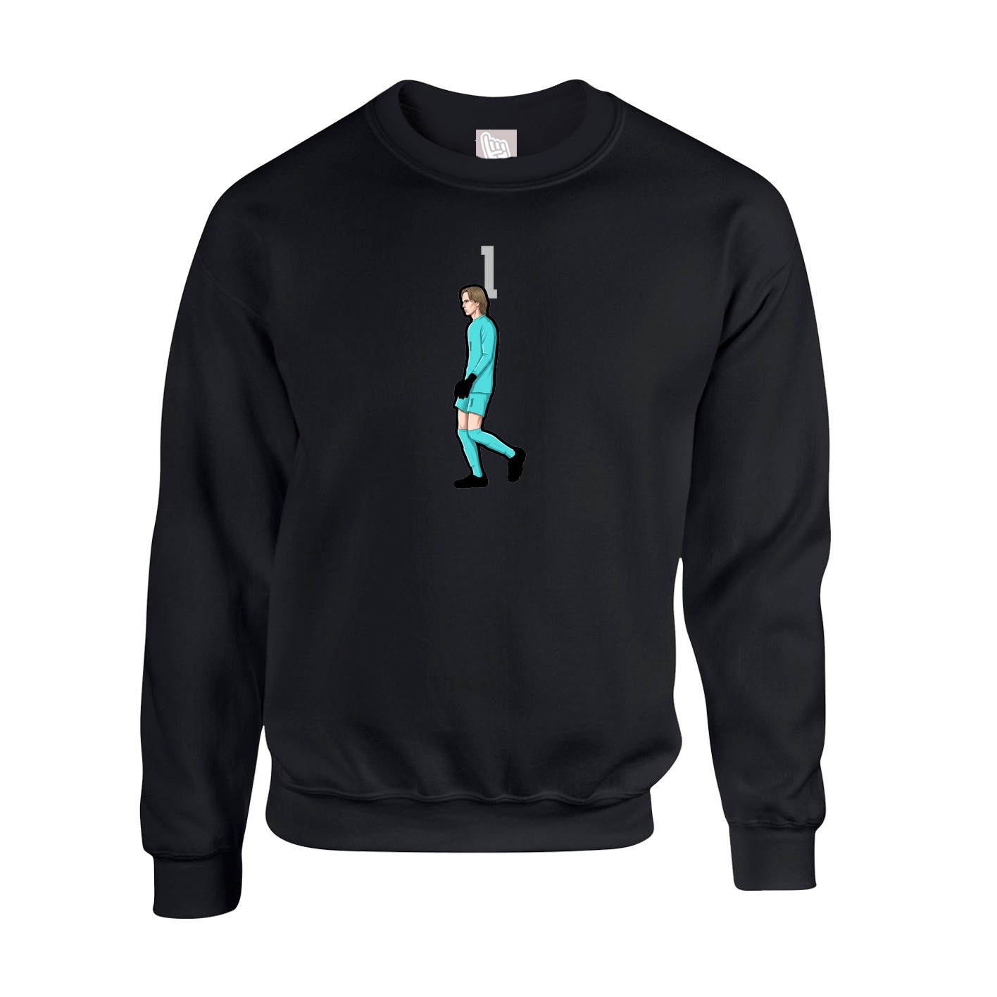 Fleece Crew — Number Top in Black