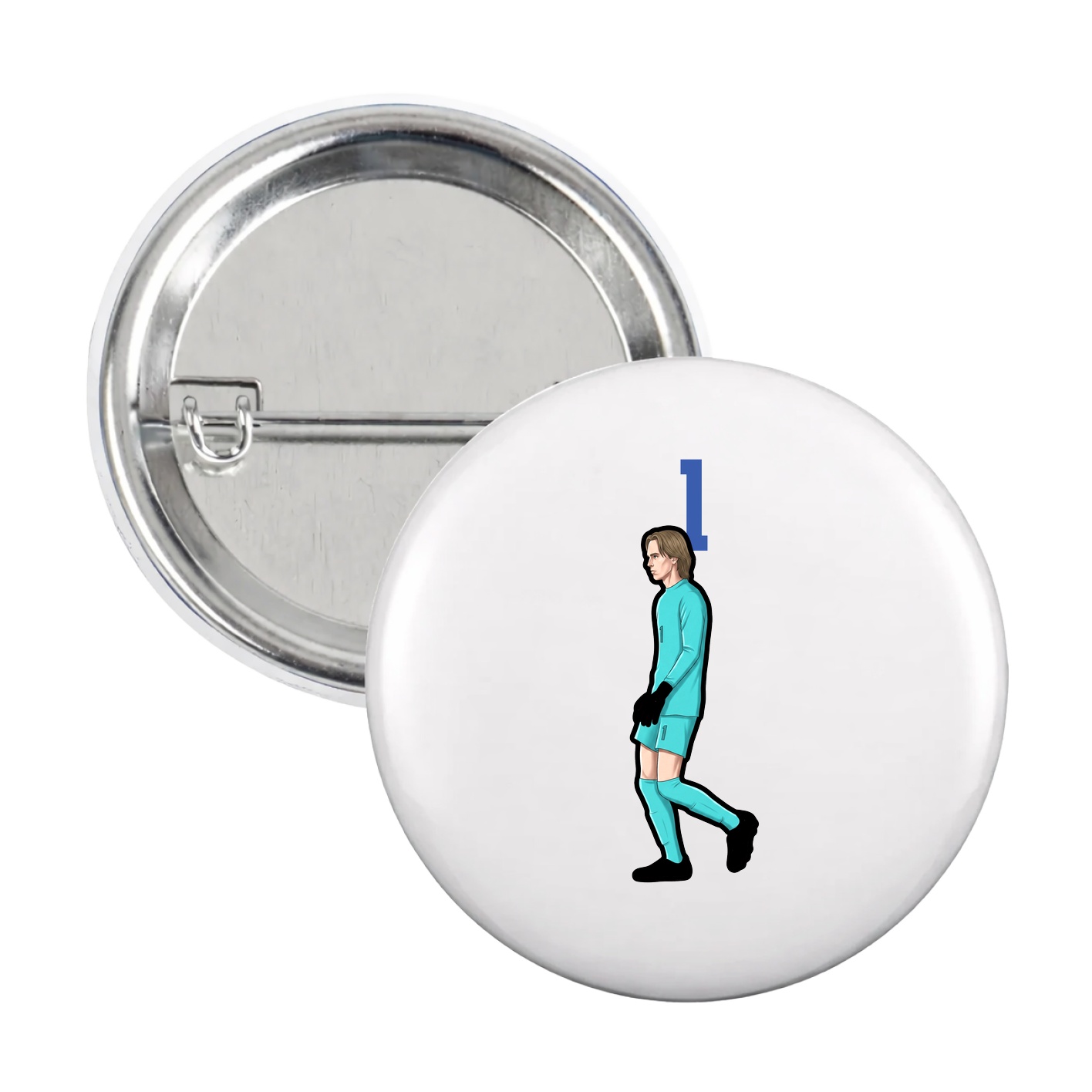 Game Day Button — Number Top in White