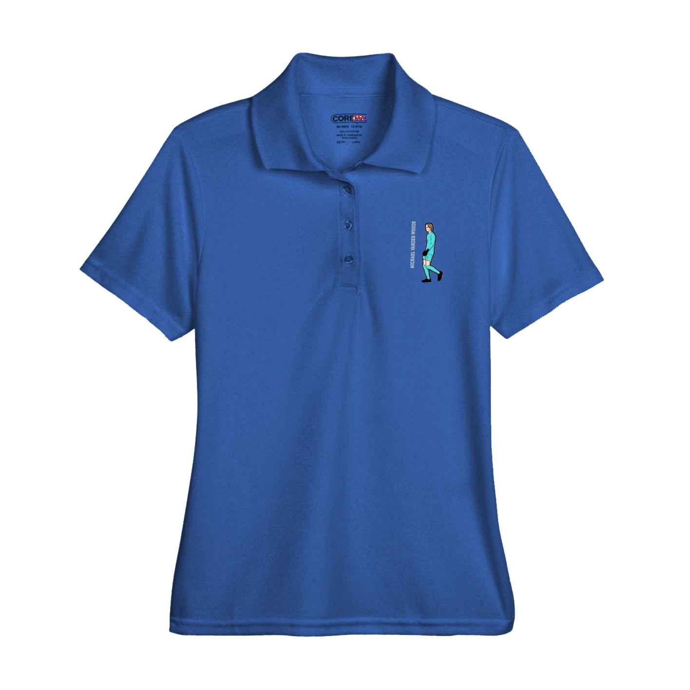 Womens Performance Polo — Name Vertical in Royal