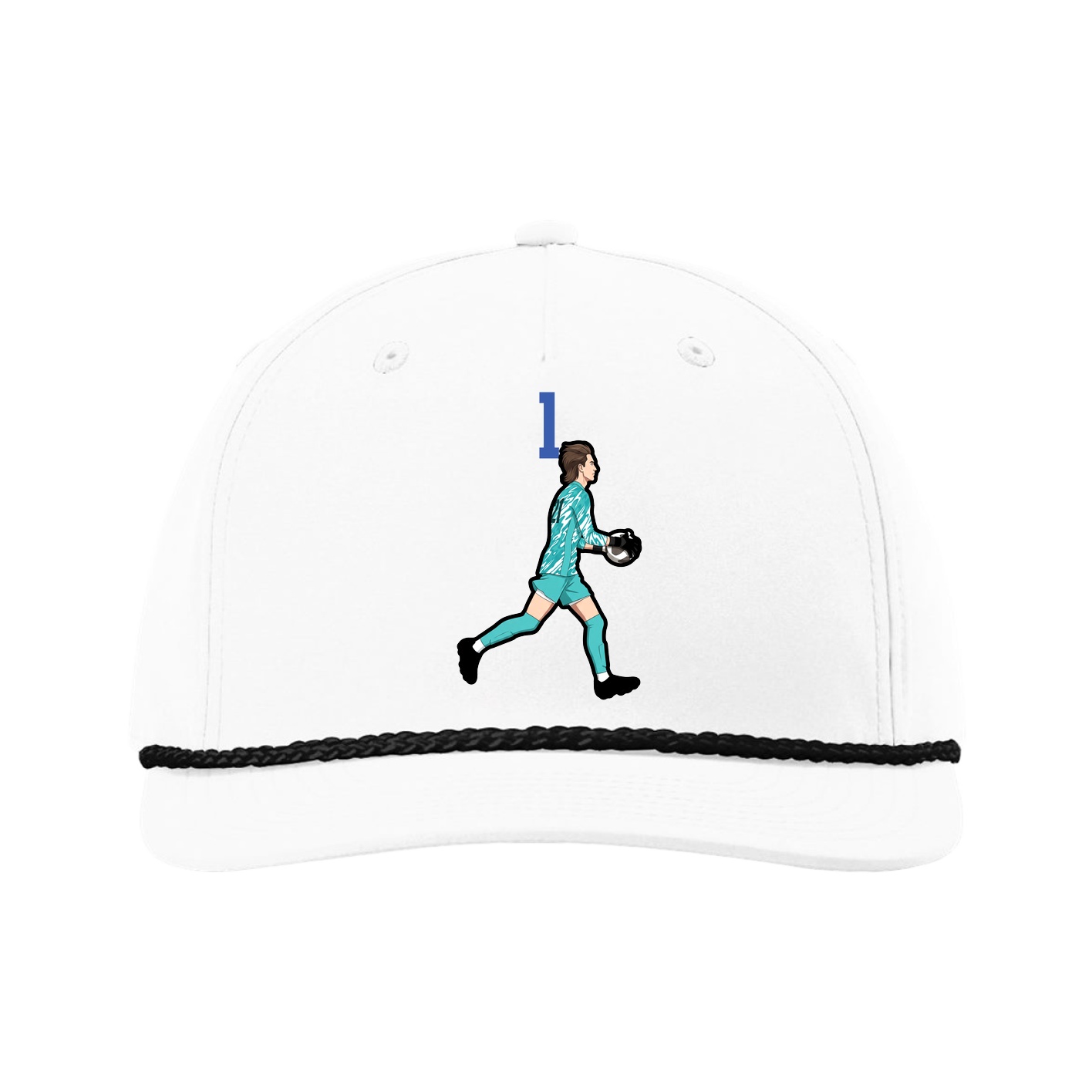 Five-Panel Classic Rope Cap — Number Top in White