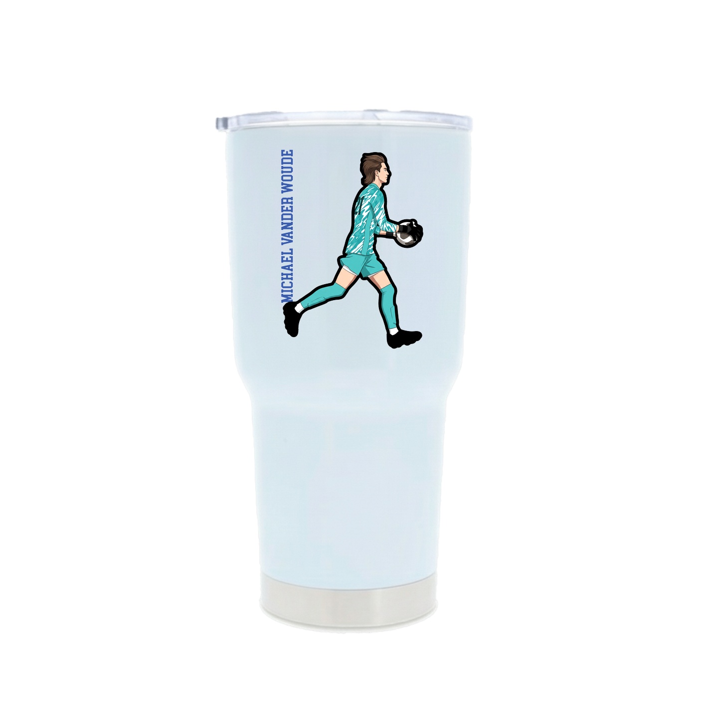 30oz Stainless Steel Tumbler — Name Vertical in White