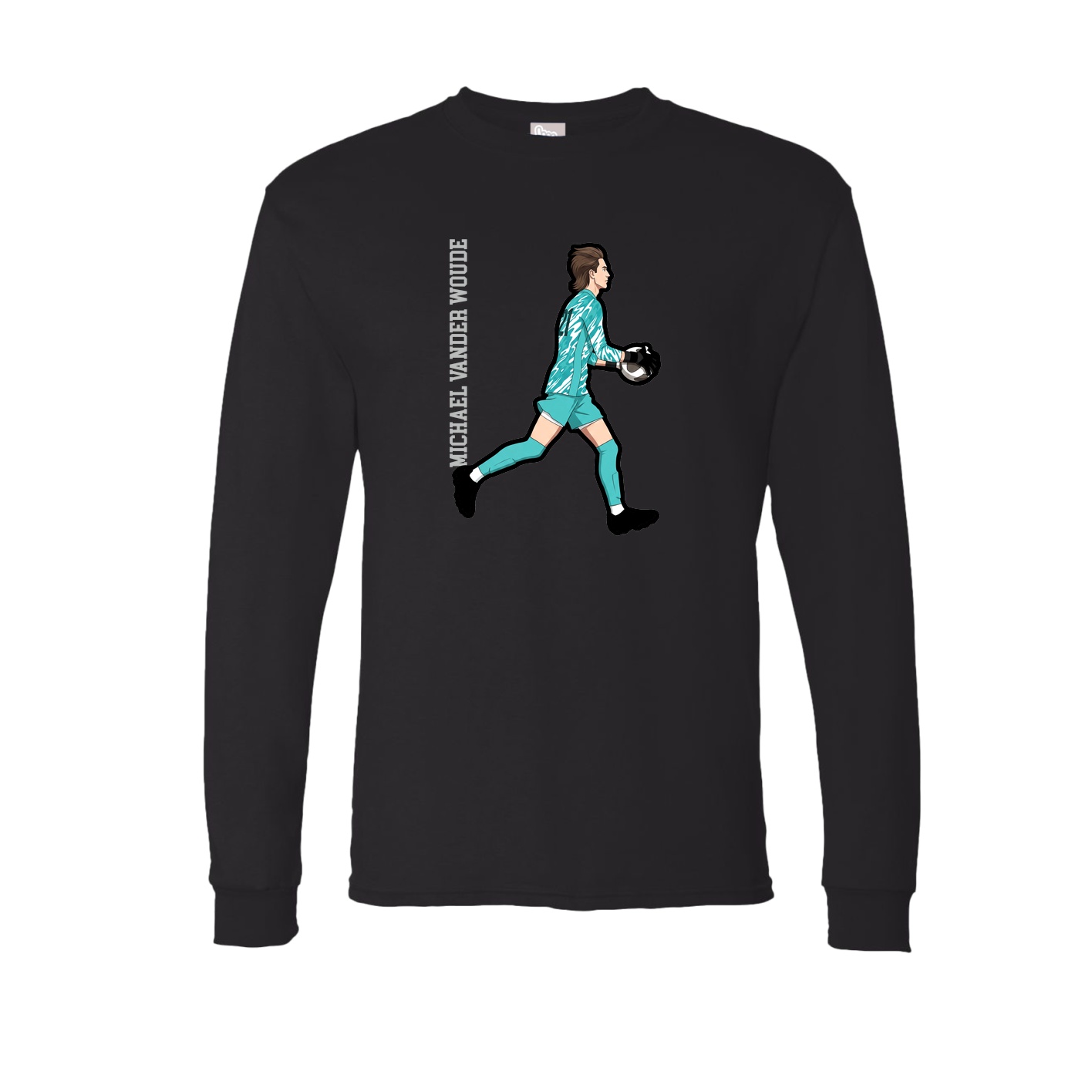 Long Sleeve Tee — Name Vertical in Black