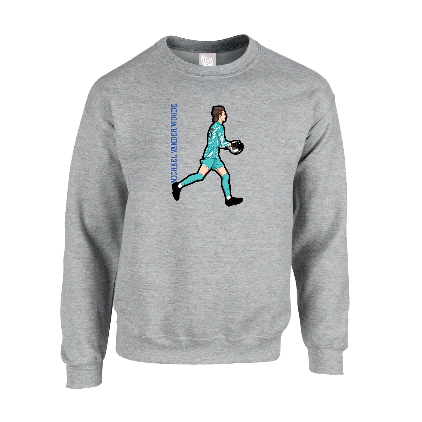 Fleece Crew — Name Vertical in Grey