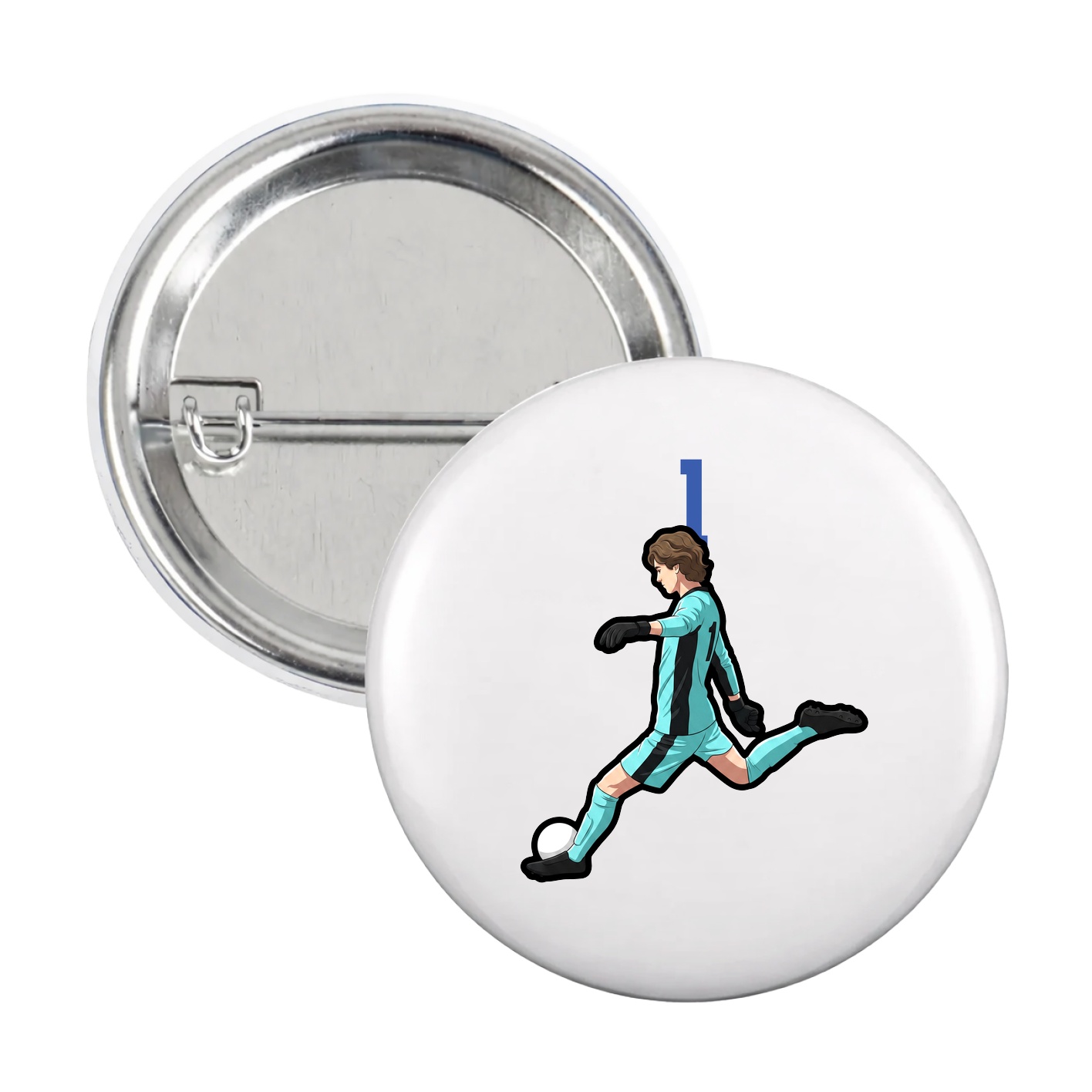 Game Day Button — Number Top in White