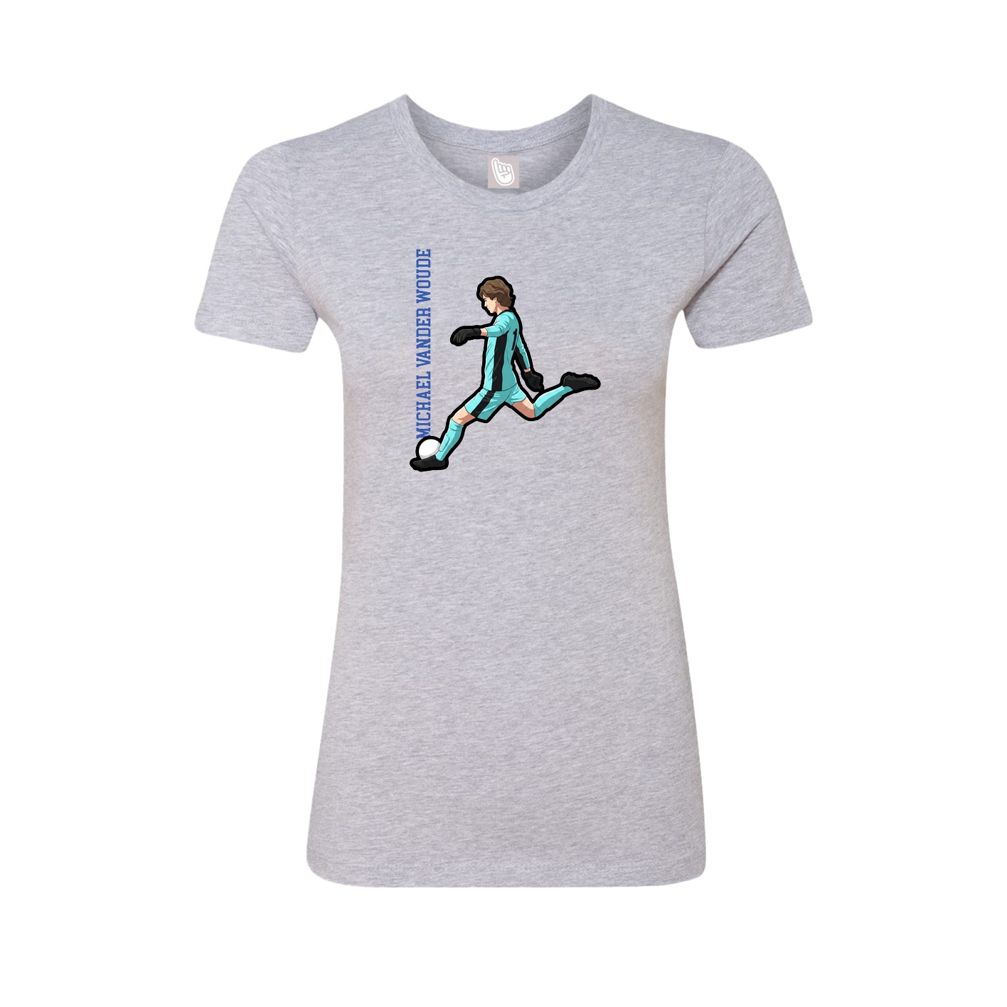Fitted Women's Tee — Name Vertical in Grey