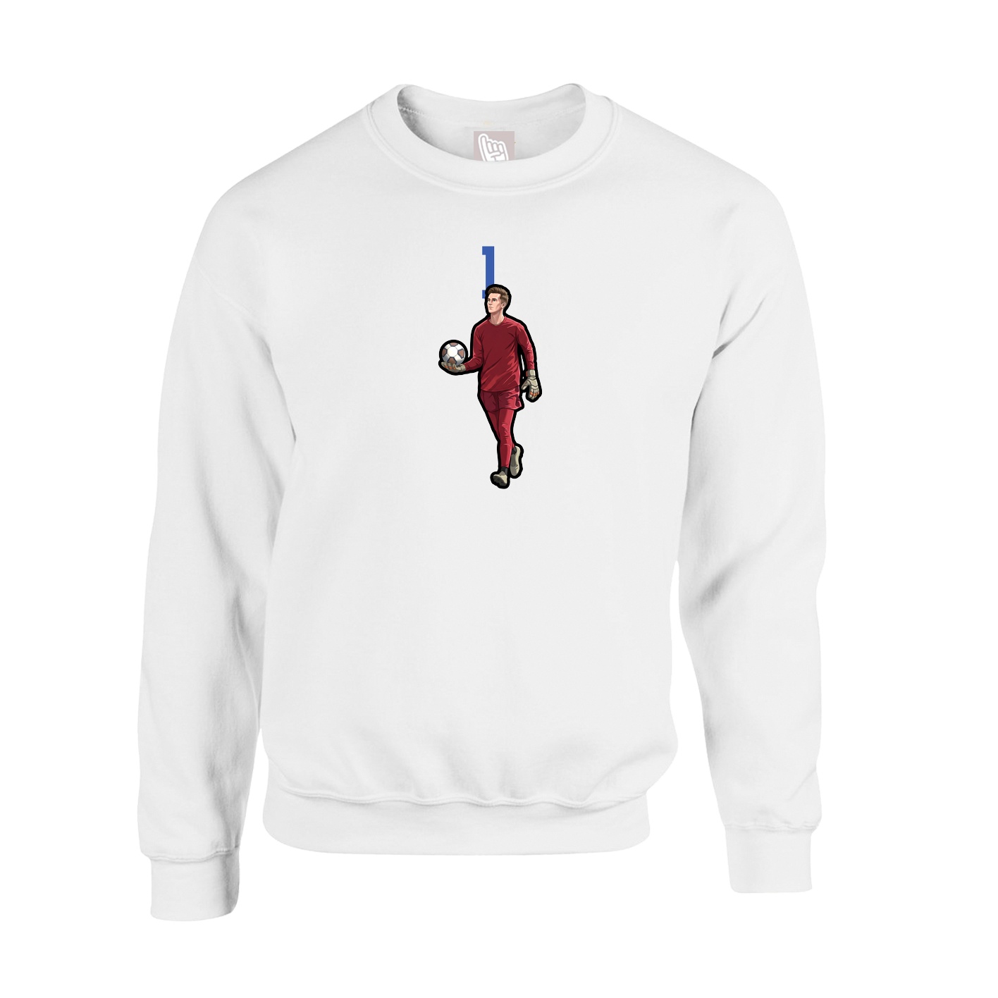 Fleece Crew — Number Top in White