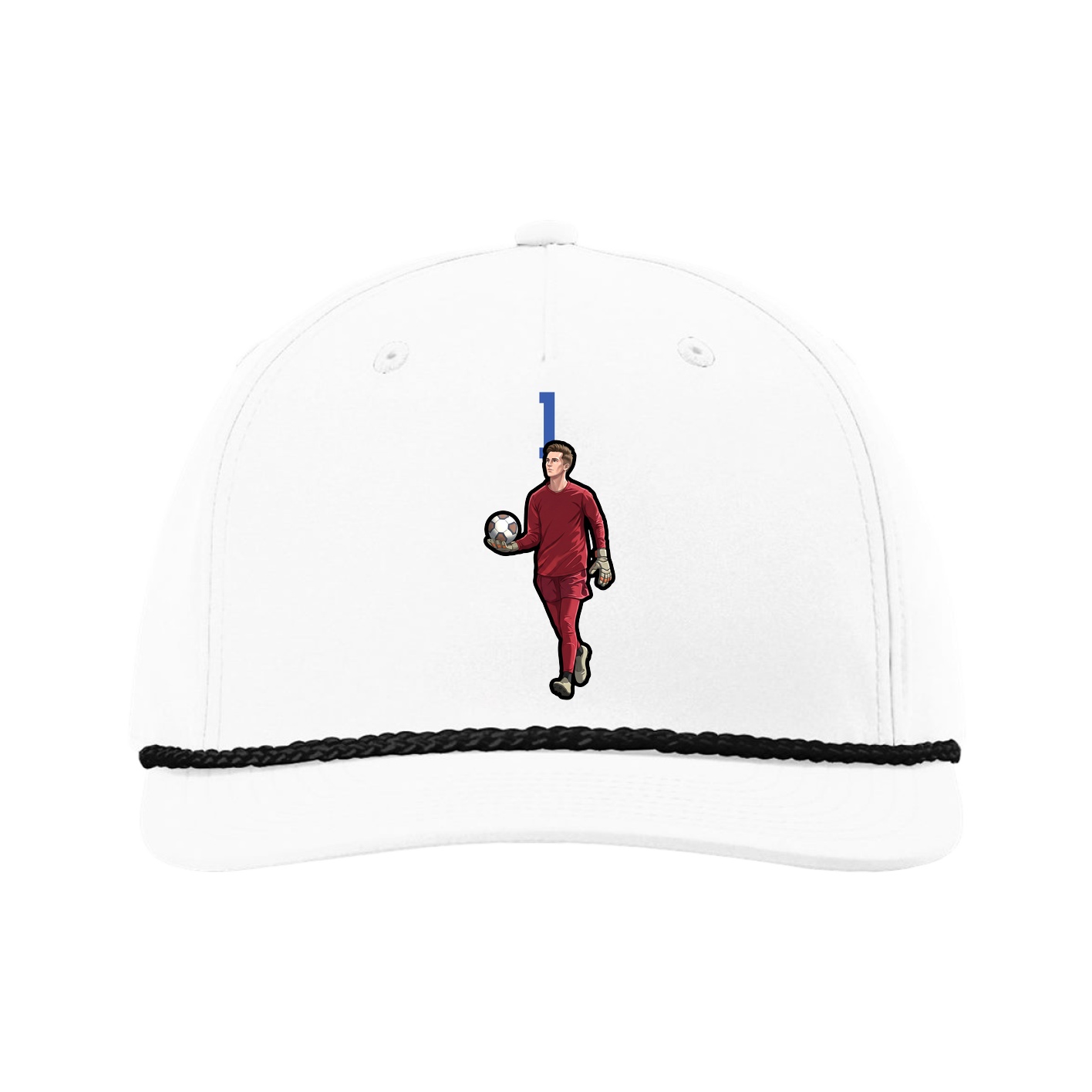 Five-Panel Classic Rope Cap — Number Top in White