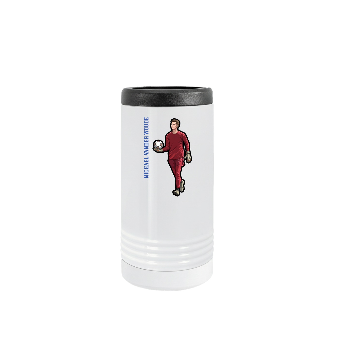 Slim Beverage Holder — Name Vertical in White