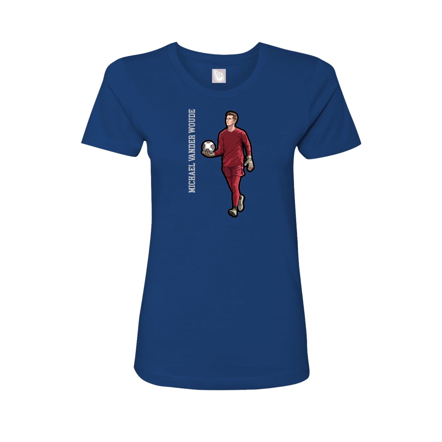 Fitted Women's Tee — Name Vertical in Royal