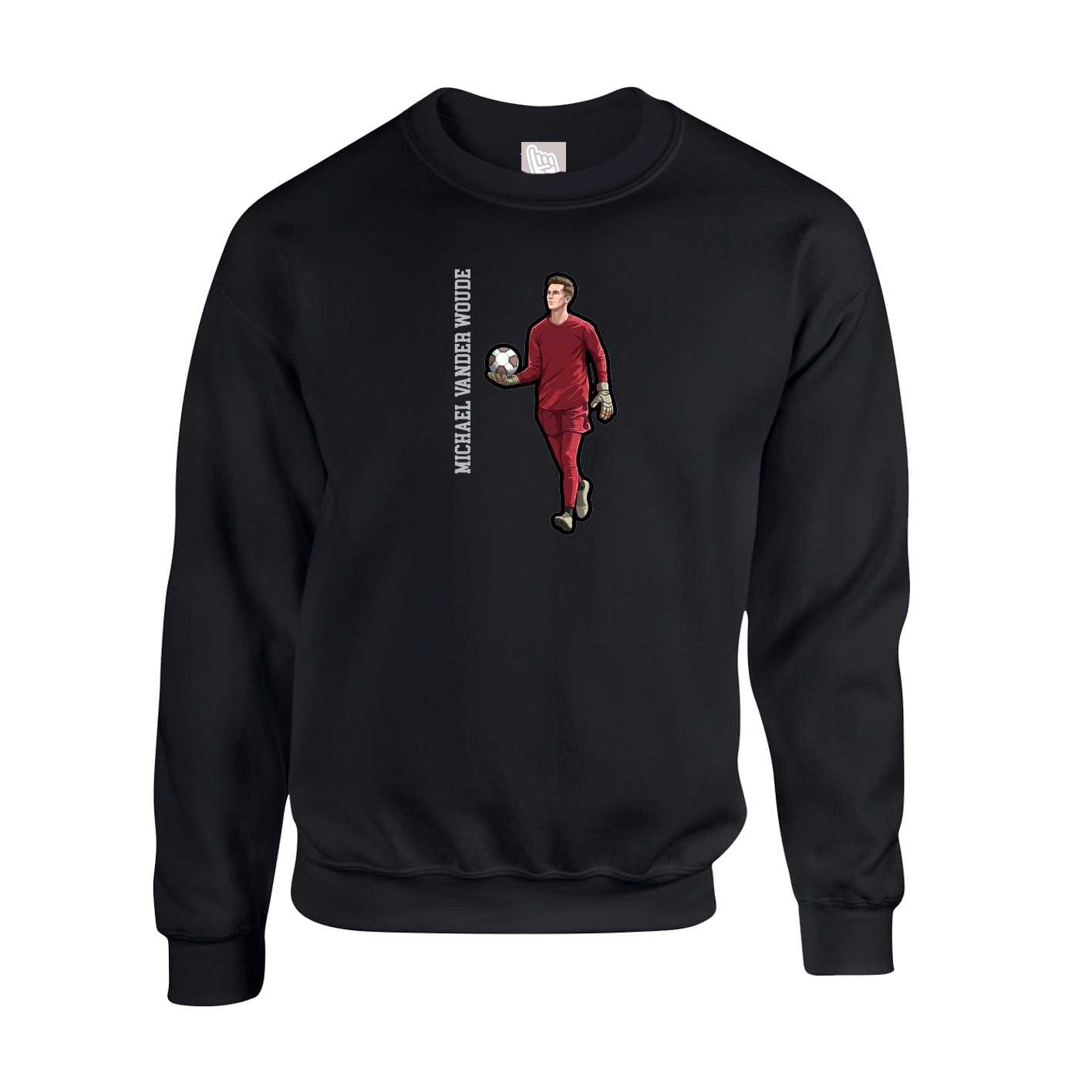 Fleece Crew — Name Vertical in Black