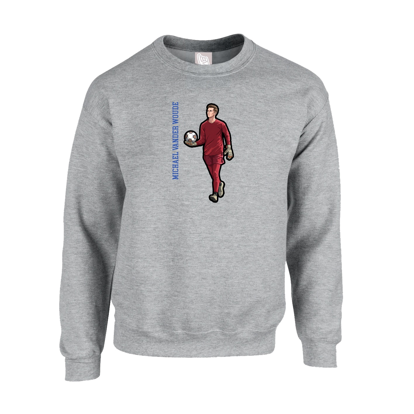 Fleece Crew — Name Vertical in Grey