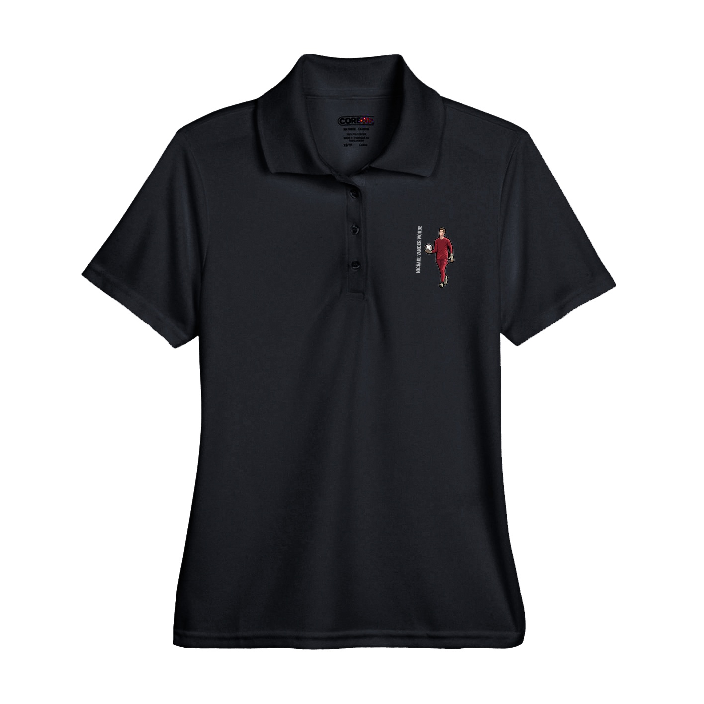 Womens Performance Polo — Name Vertical in Black