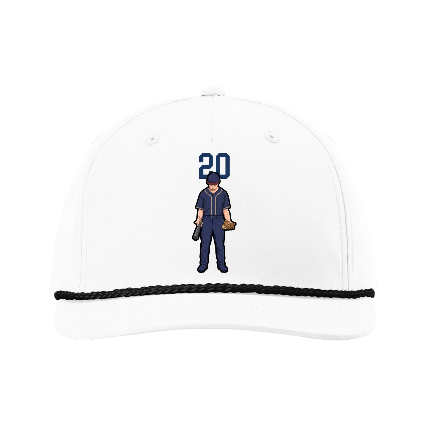 Five-Panel Classic Rope Cap — Number Top in White