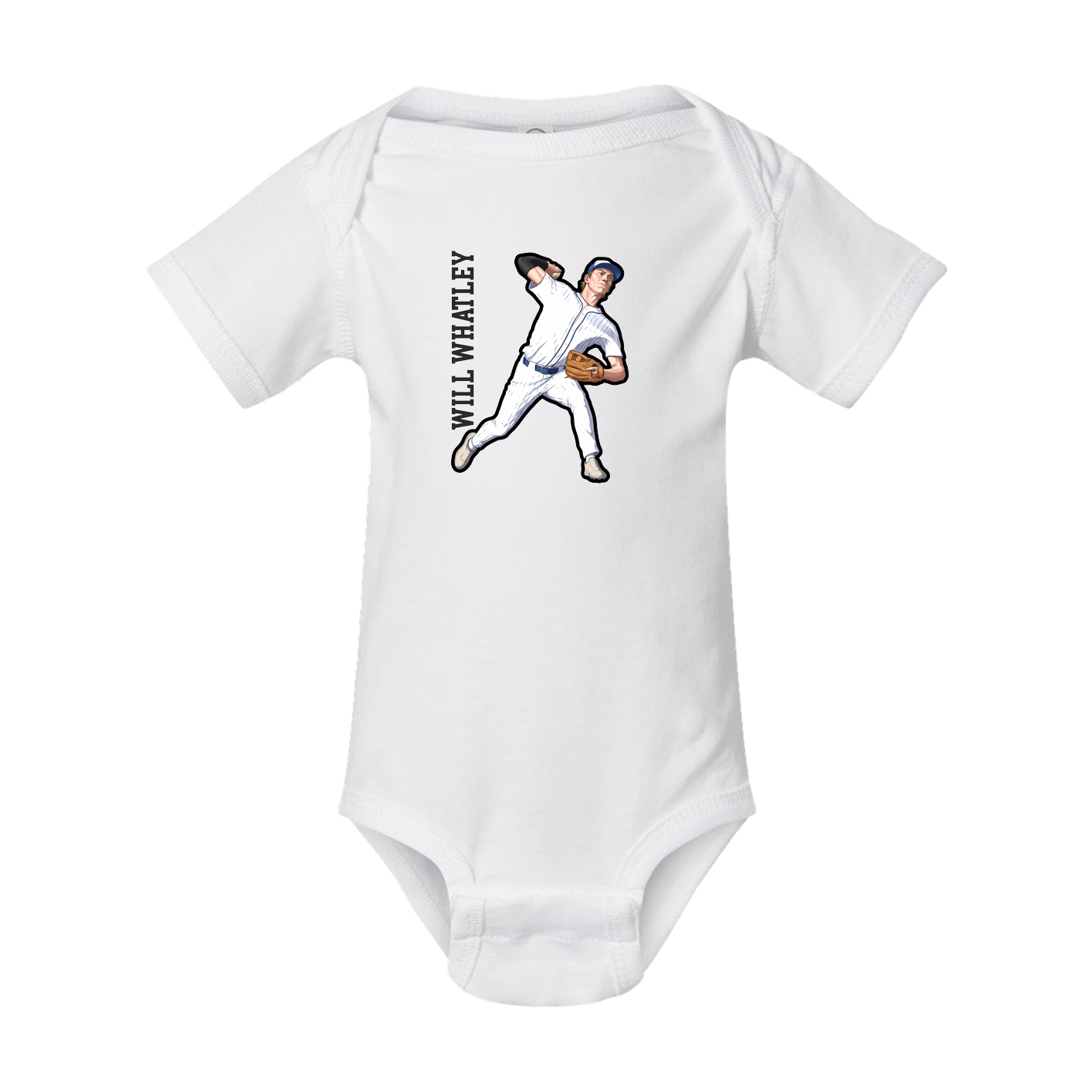 Baby Onesie — Name Vertical in White