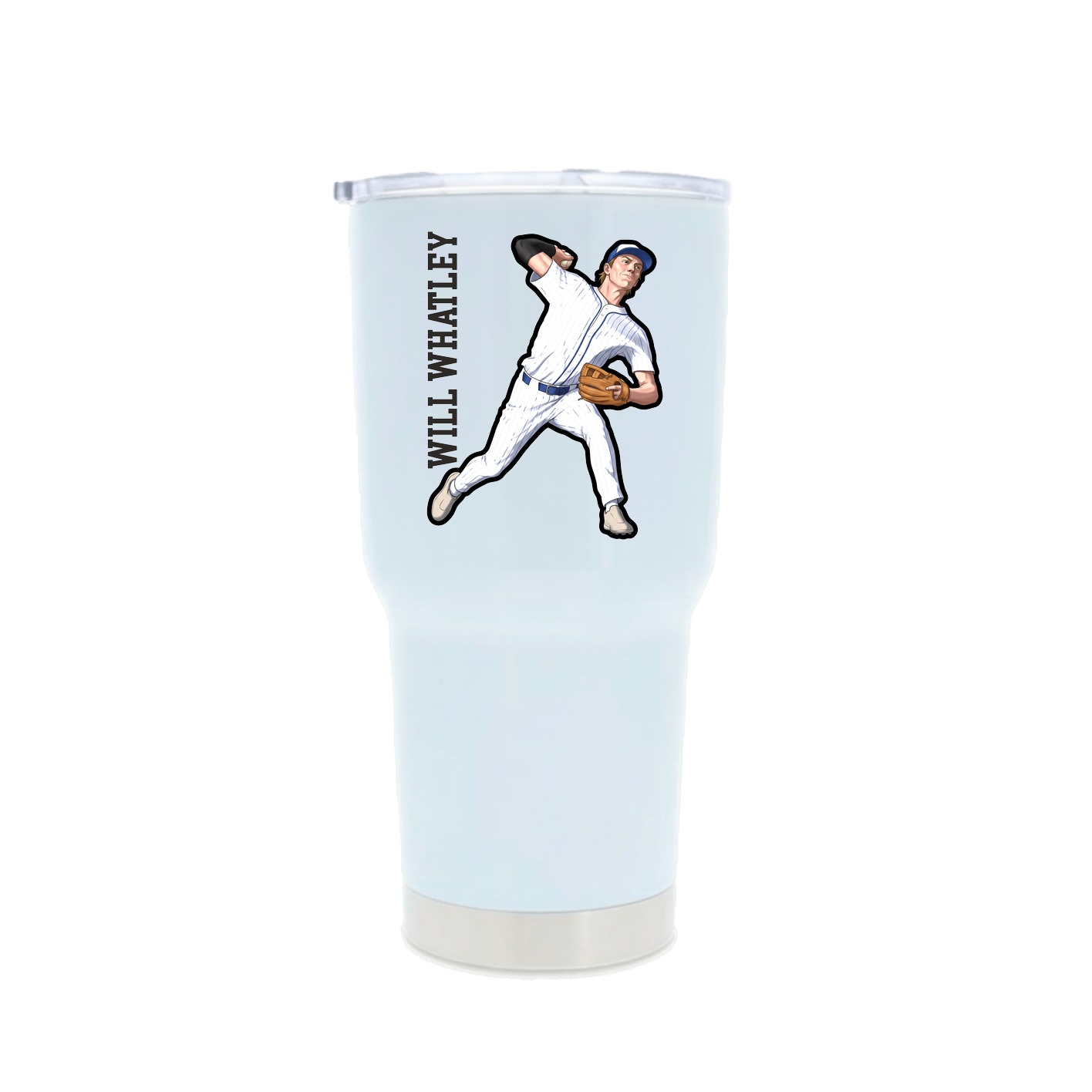 30oz Stainless Steel Tumbler — Name Vertical in White