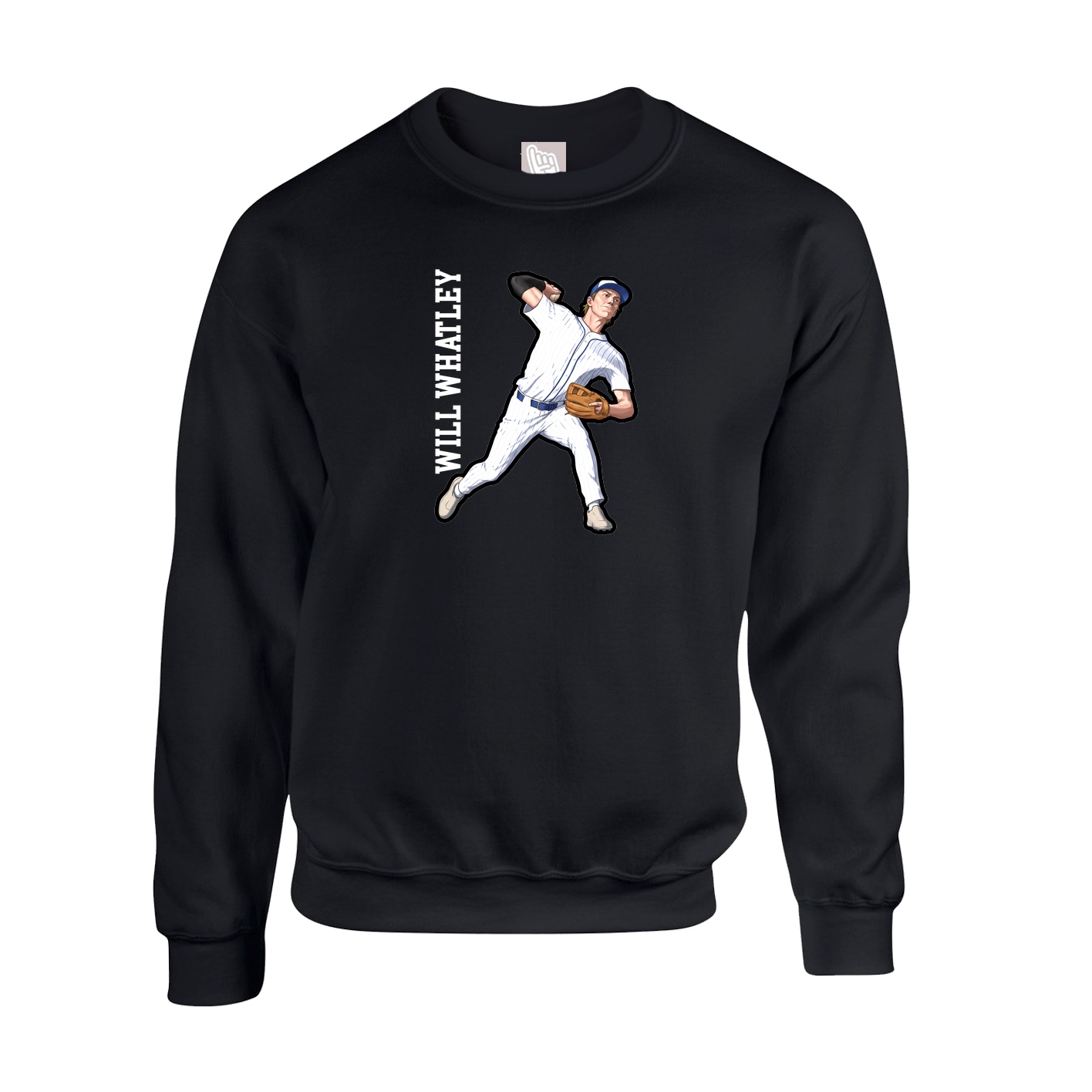 Fleece Crew — Name Vertical in Black