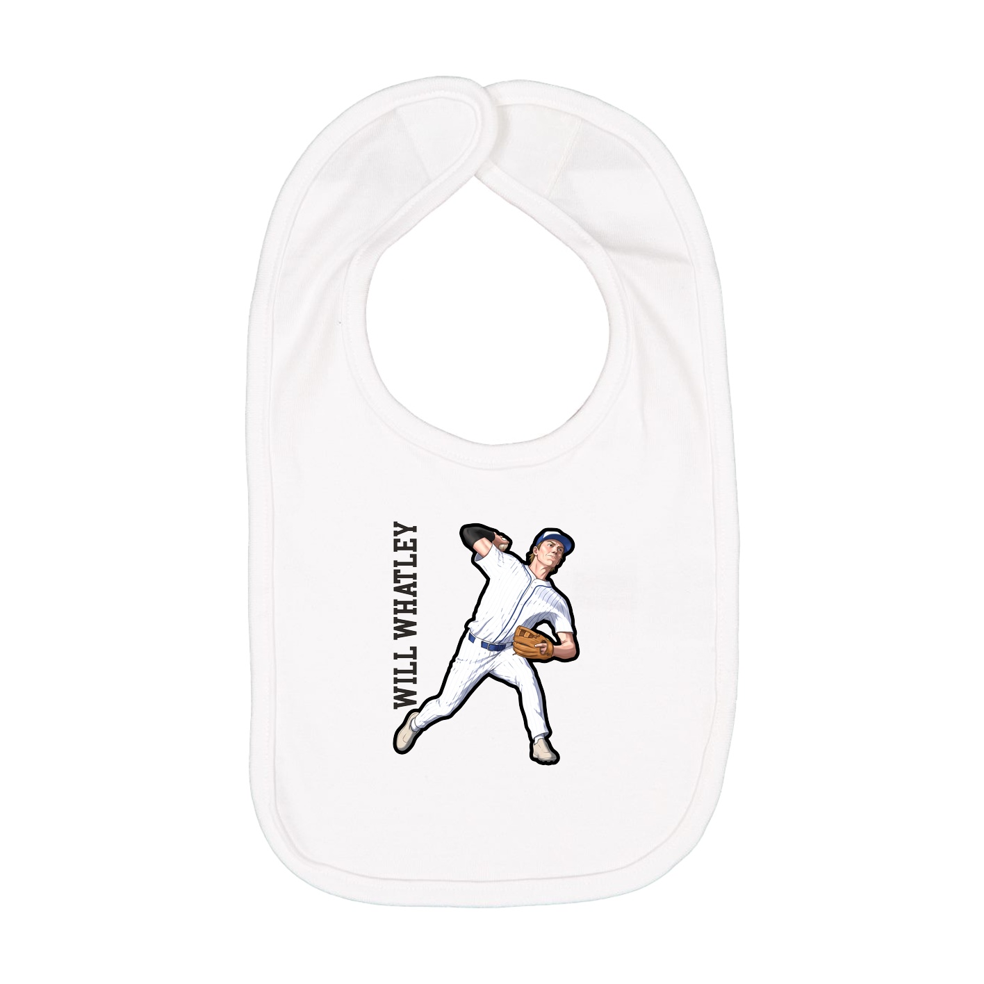 Infant Bib — Name Vertical in White
