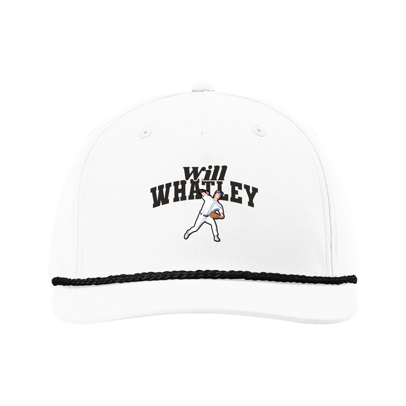 Five-Panel Classic Rope Cap — Signature Arch in White