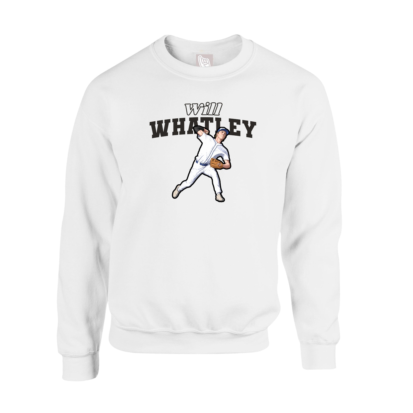 Fleece Crew — Name Arch in White