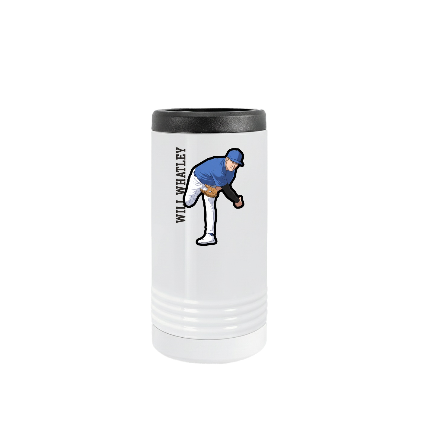 Slim Beverage Holder — Name Vertical in White