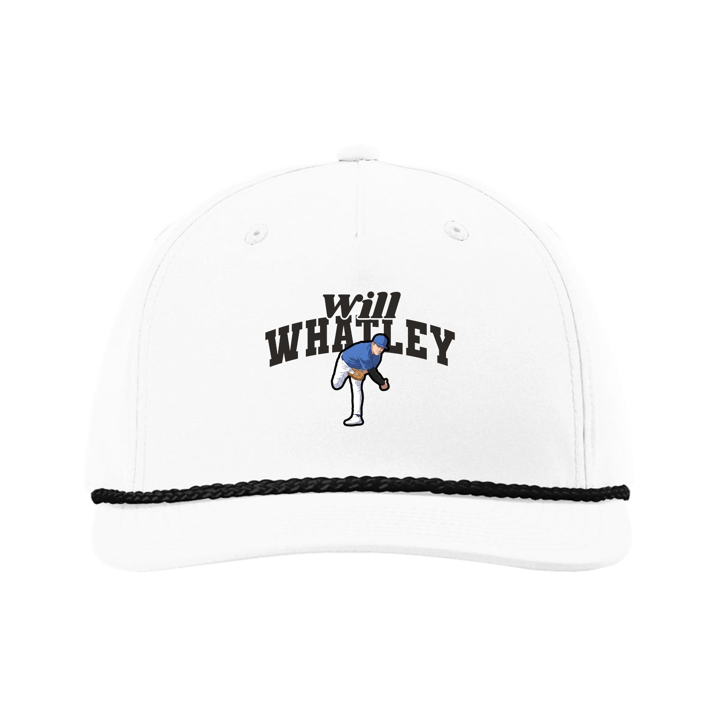 Five-Panel Classic Rope Cap — Signature Arch in White