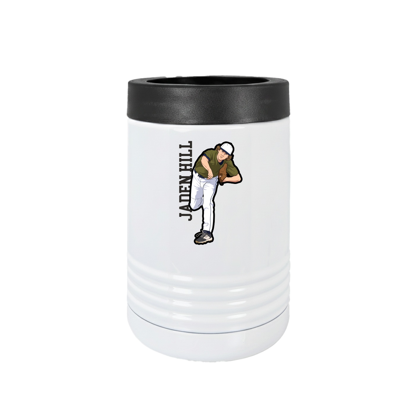 Beverage Holder — Name Vertical in White