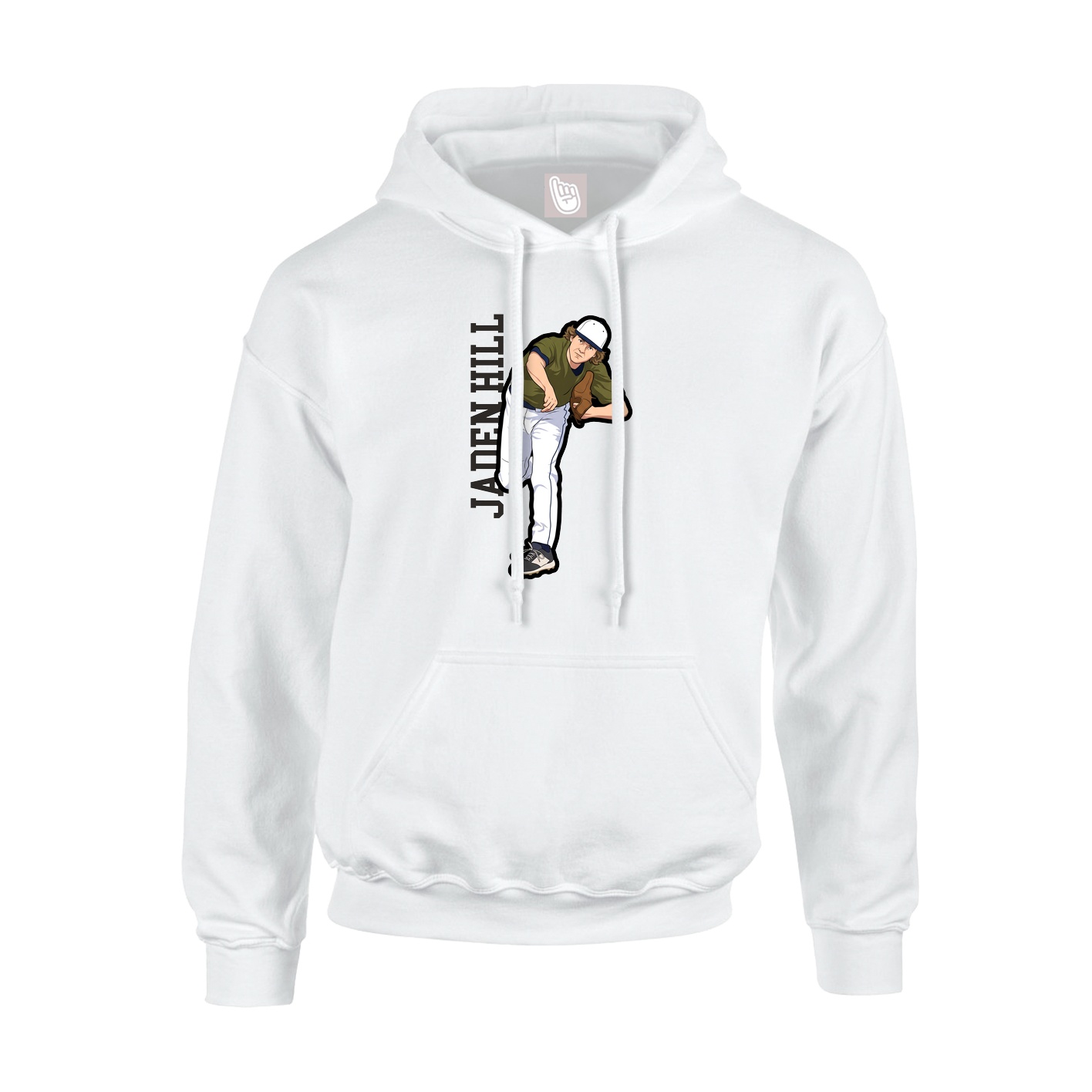 Youth Hoodie — Name Vertical in White