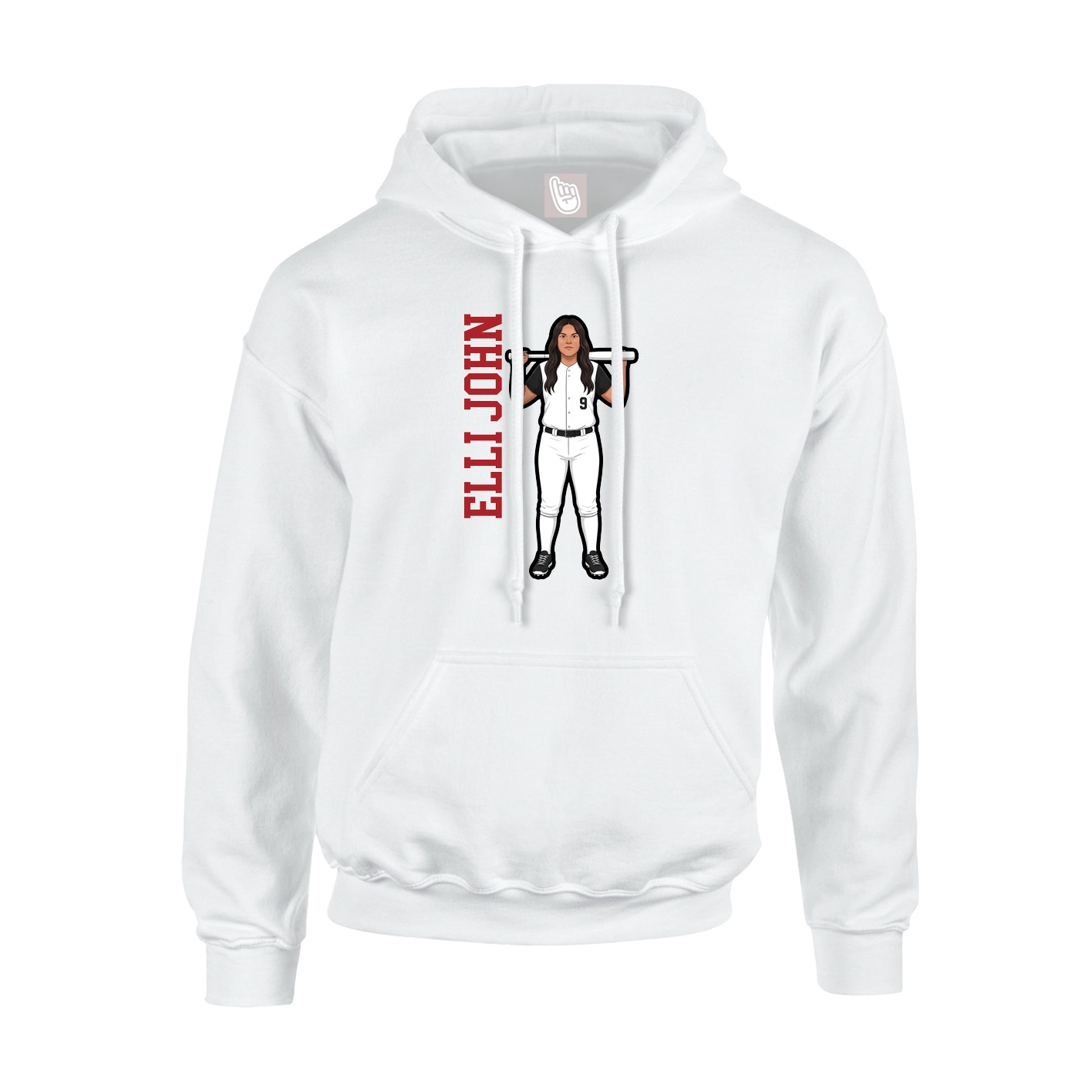 Youth Hoodie — Name Vertical in White