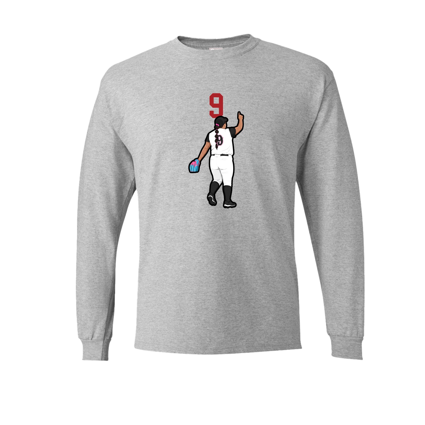 Long Sleeve Tee — Number Top in Grey
