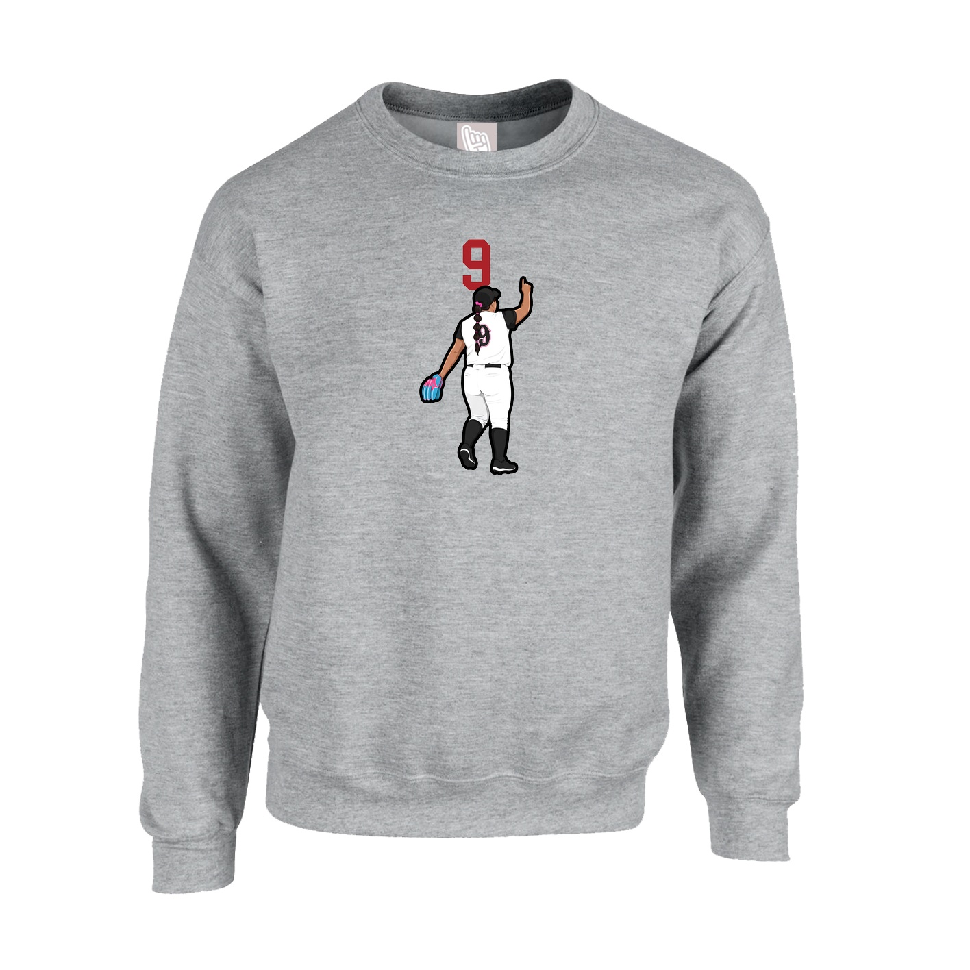 Fleece Crew — Number Top in Grey