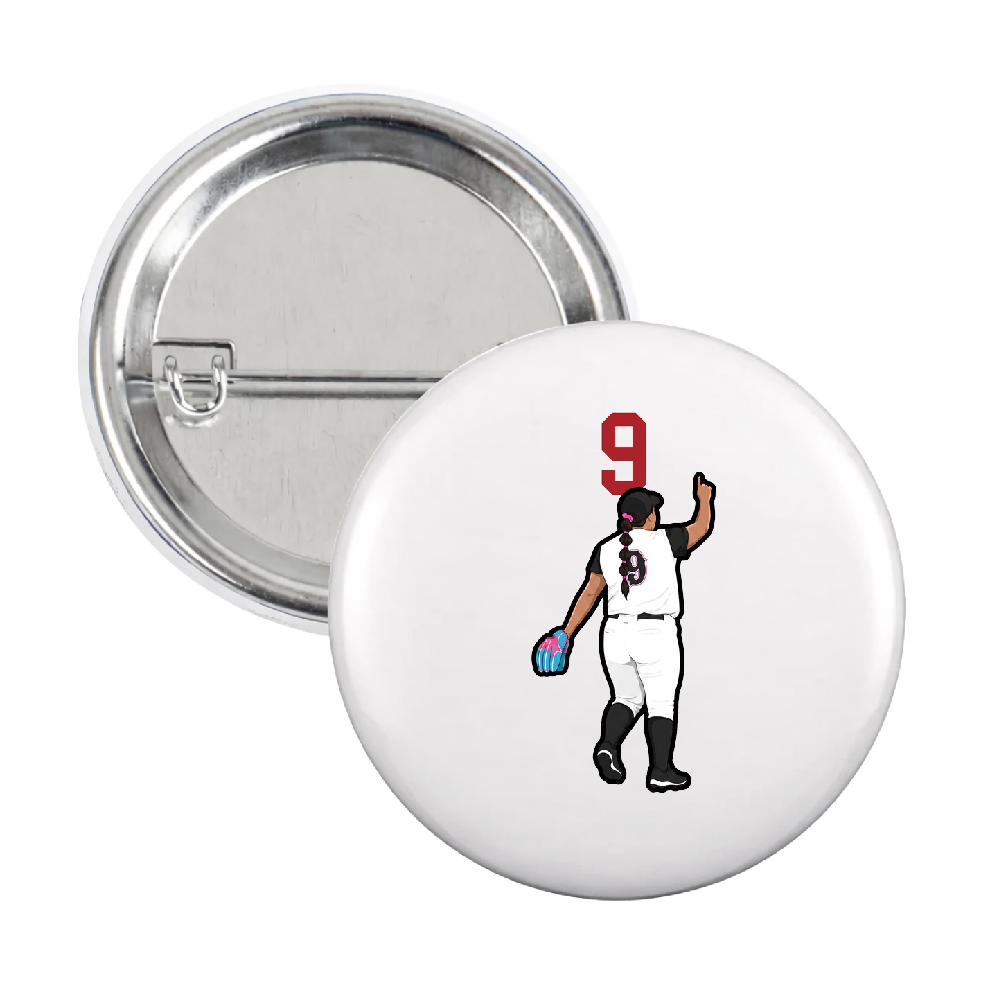 Game Day Button — Number Top in White