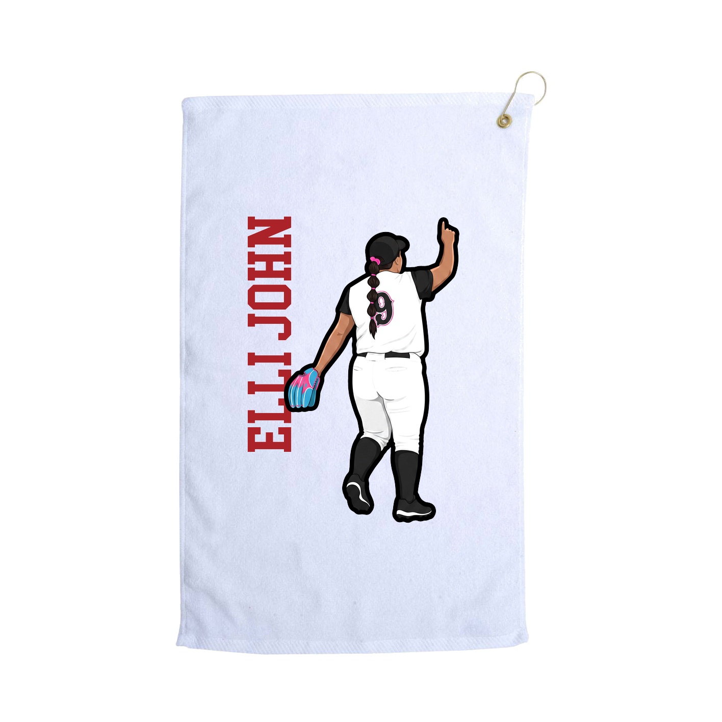 Golf Towel — Name Vertical in White