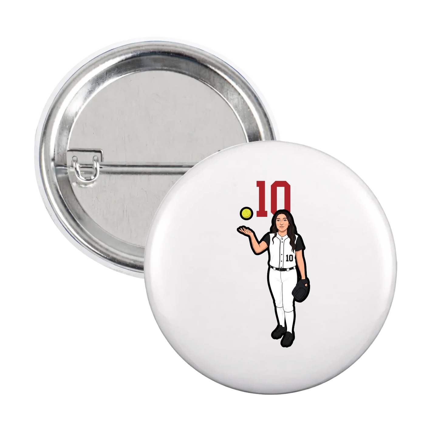 Game Day Button — Number Top in White