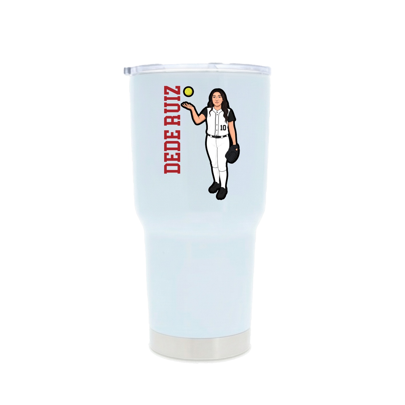 30oz Stainless Steel Tumbler — Name Vertical in White
