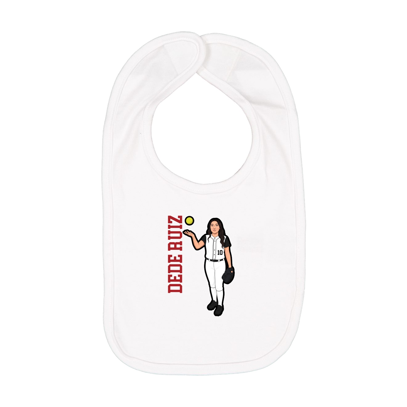 Infant Bib — Name Vertical in White