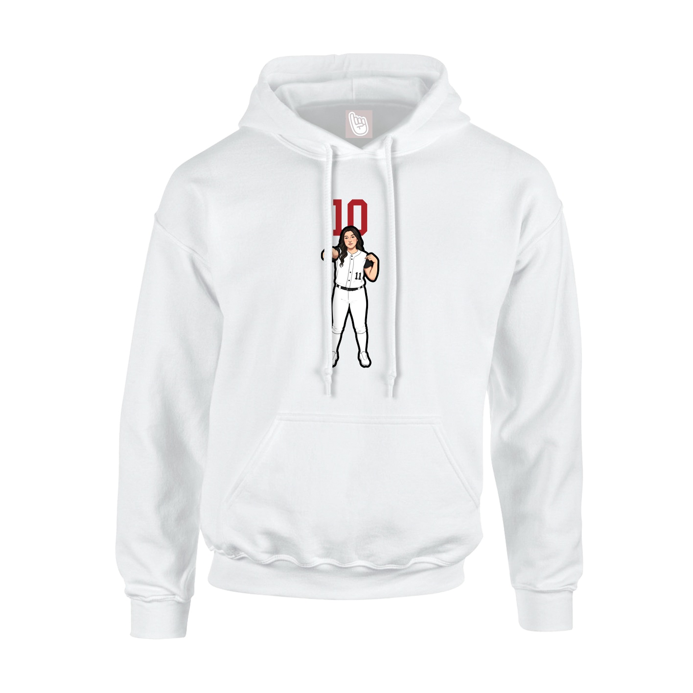 Hoodie — Number Top in White