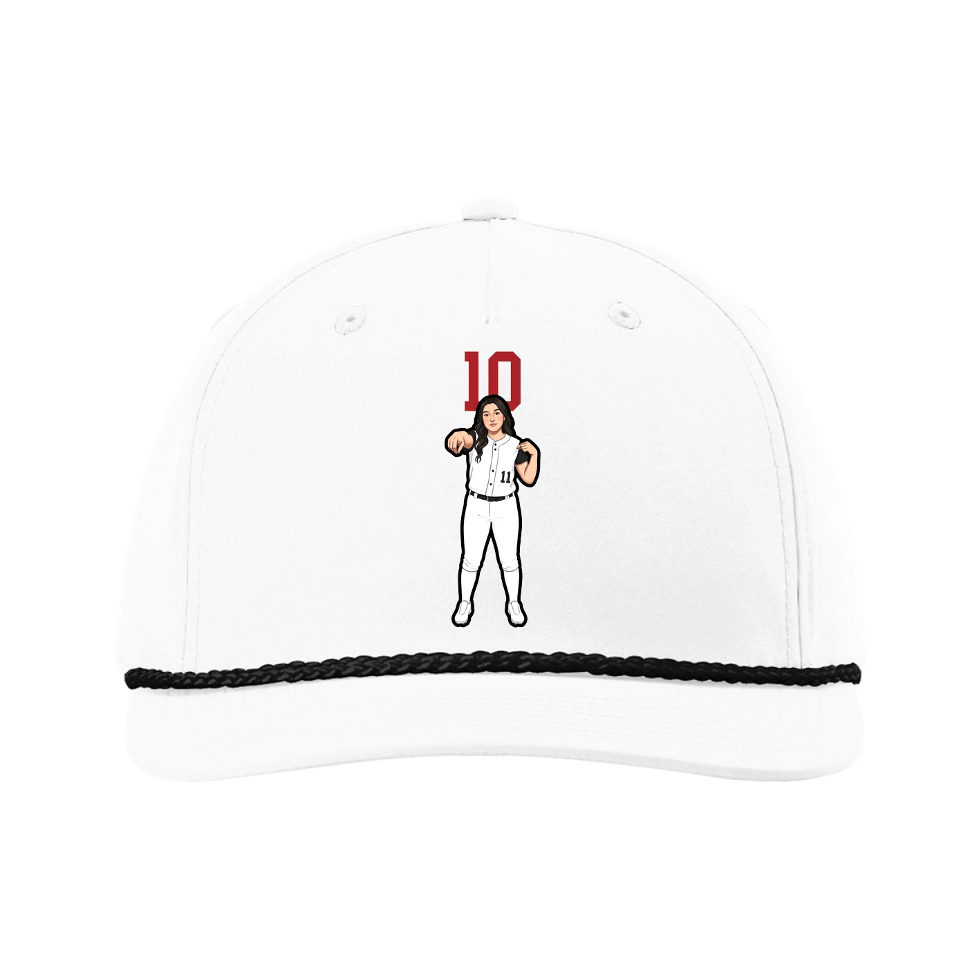Five-Panel Classic Rope Cap — Number Top in White