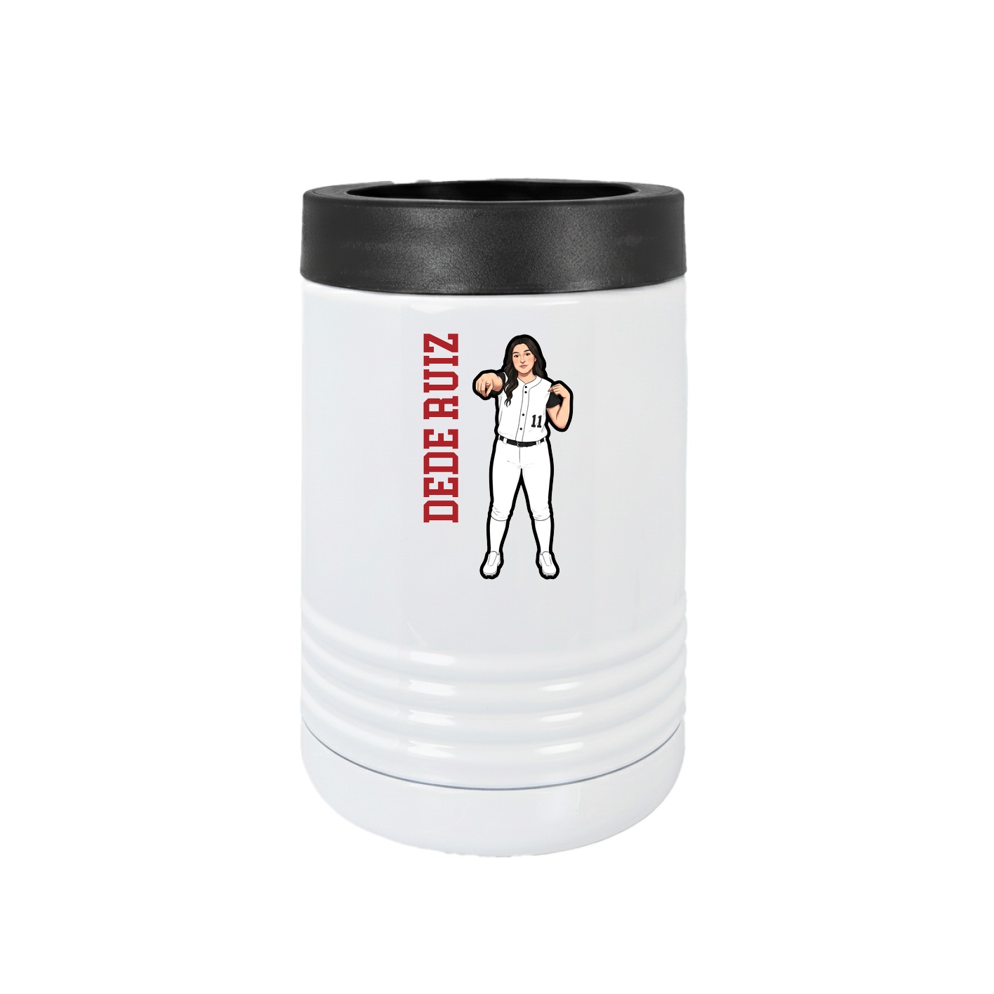 Beverage Holder — Name Vertical in White
