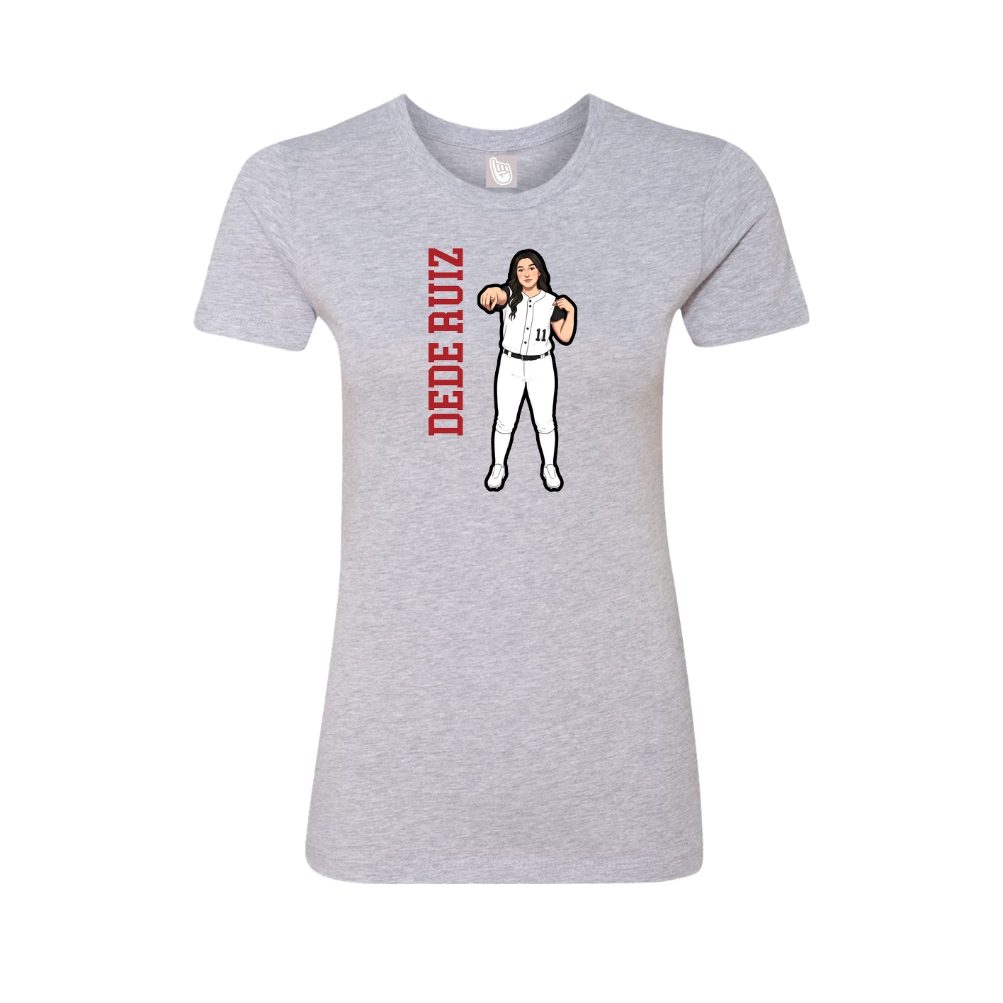 Fitted Women's Tee — Name Vertical in Grey
